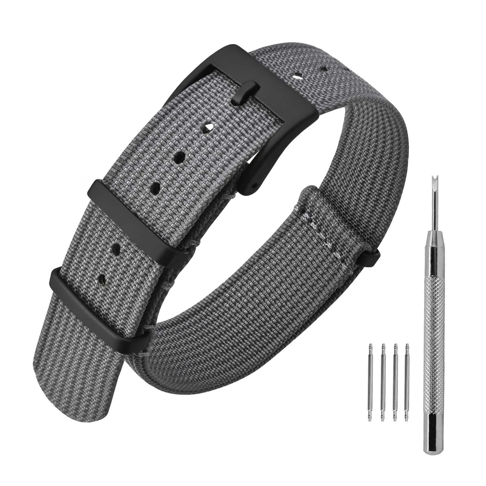 ANNEFIT Cinturino per Orologio in Nylon 16mm con Fibbia in Acciaio Inossidabile, Grigio - immagine 1