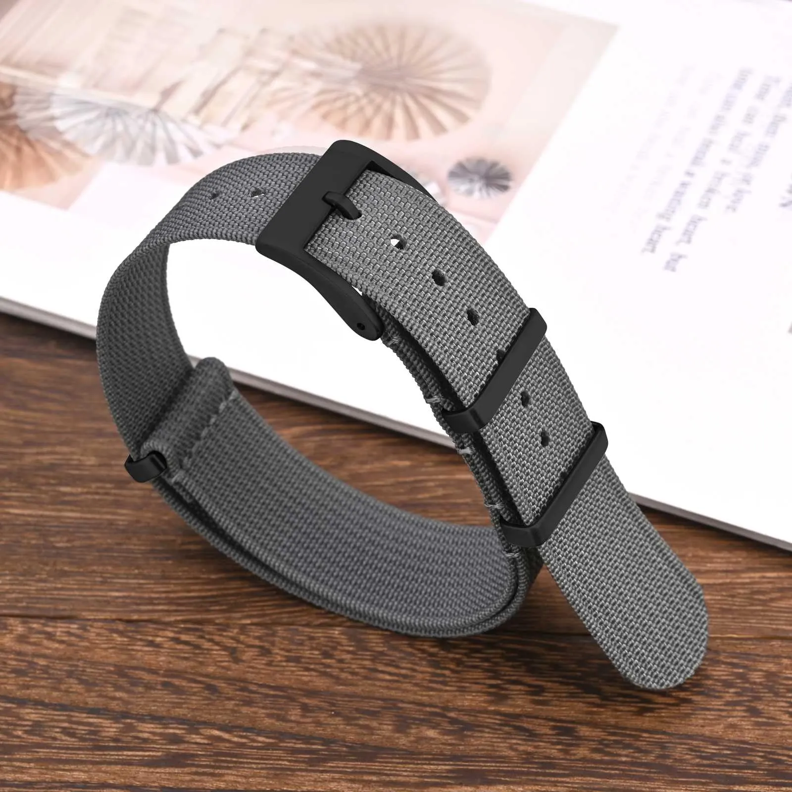 ANNEFIT Cinturino per Orologio in Nylon 16mm con Fibbia in Acciaio Inossidabile, Grigio - immagine 7