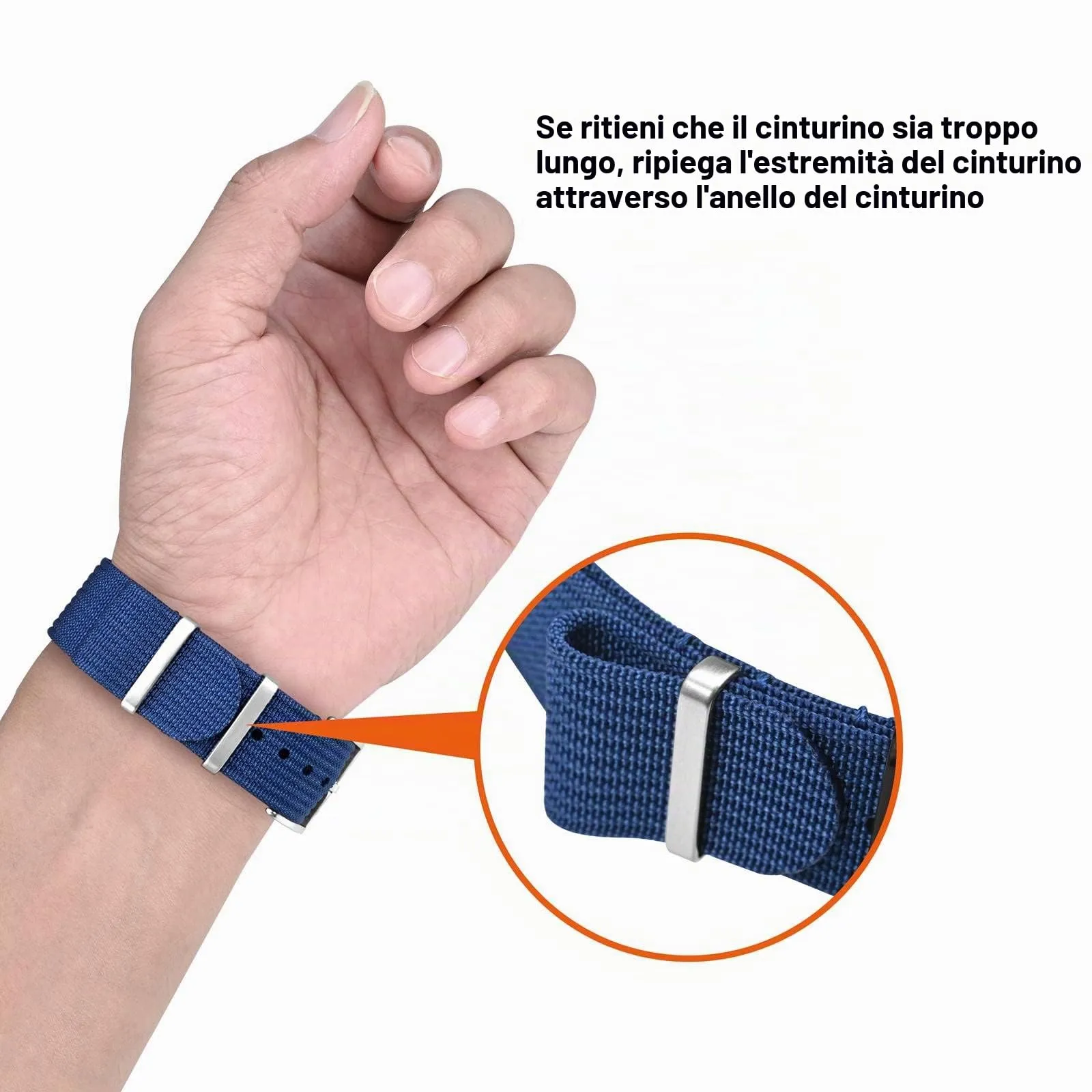ANNEFIT Cinturino per Orologio in Nylon 16mm con Fibbia in Acciaio Inossidabile, Blu - immagine 6