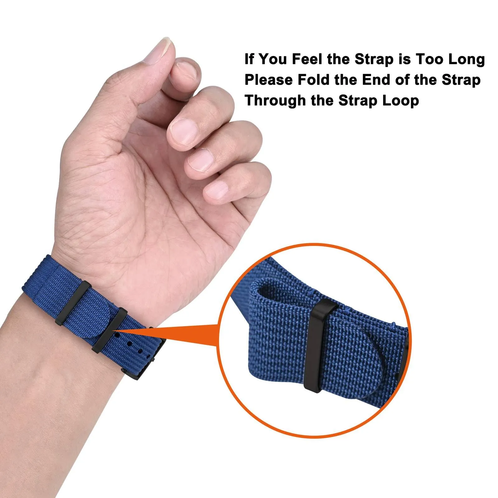 ANNEFIT Cinturino per Orologio in Nylon 24mm con Fibbia in Acciaio Inossidabile, Blu - immagine 6