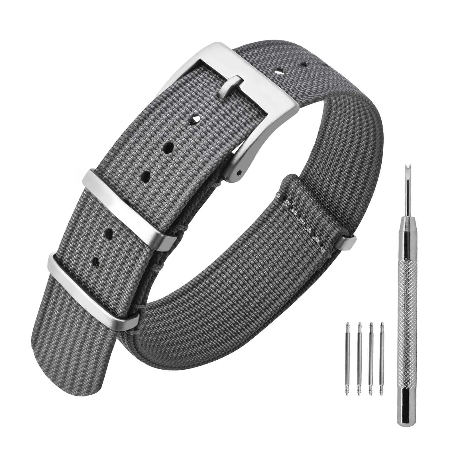 ANNEFIT Cinturino per Orologio in Nylon 19mm con Fibbia in Acciaio Inossidabile - Grigio - immagine 1