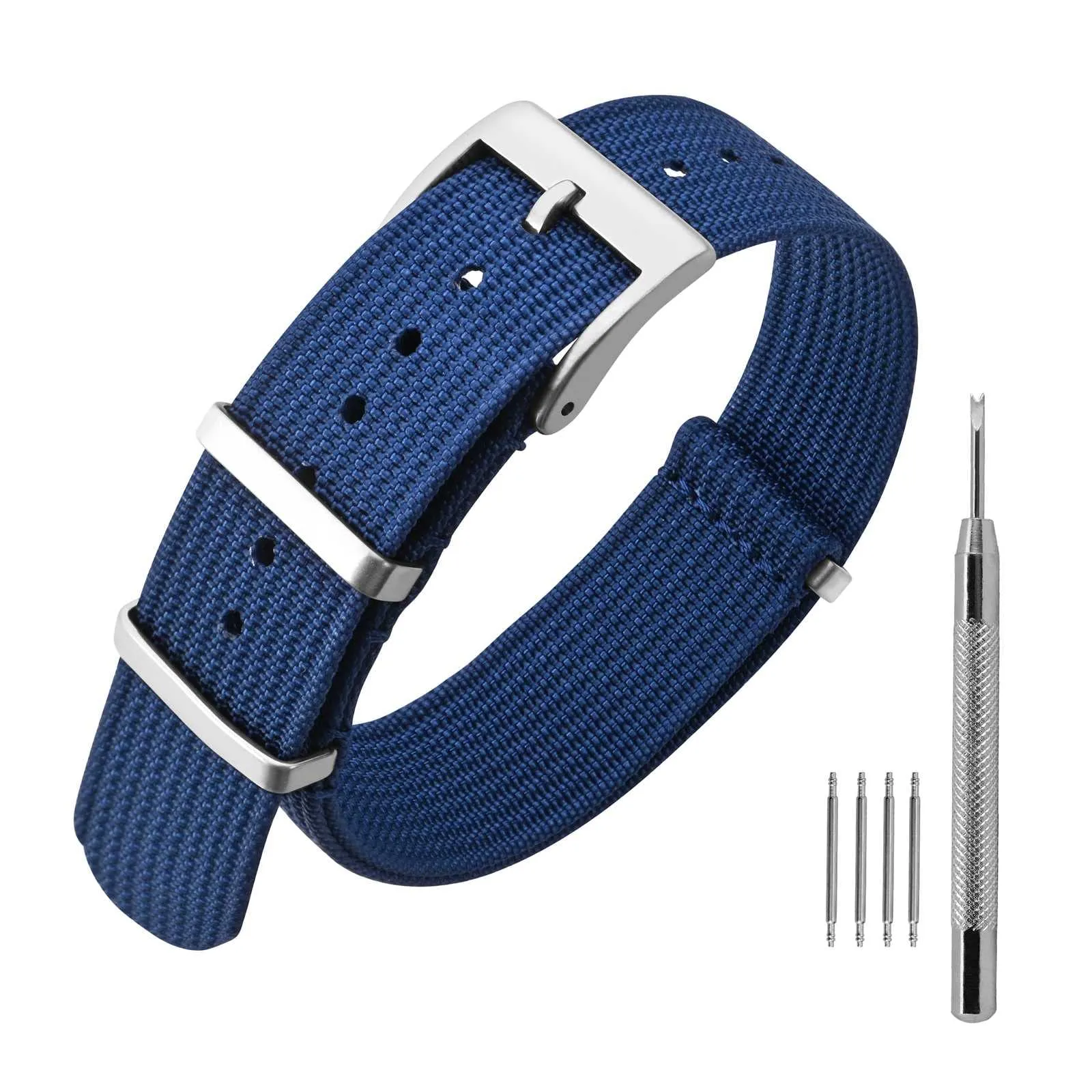 ANNEFIT Cinturino per Orologio in Nylon 19mm con Fibbia in Acciaio Inossidabile - Blu - immagine 1
