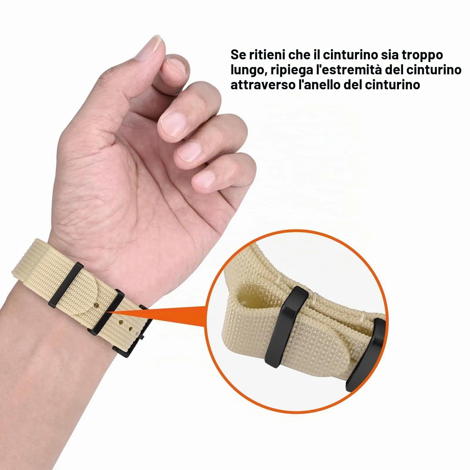 ANNEFIT Cinturino per Orologio in Nylon 18mm con Fibbia in Acciaio Inossidabile, Beige - immagine 6