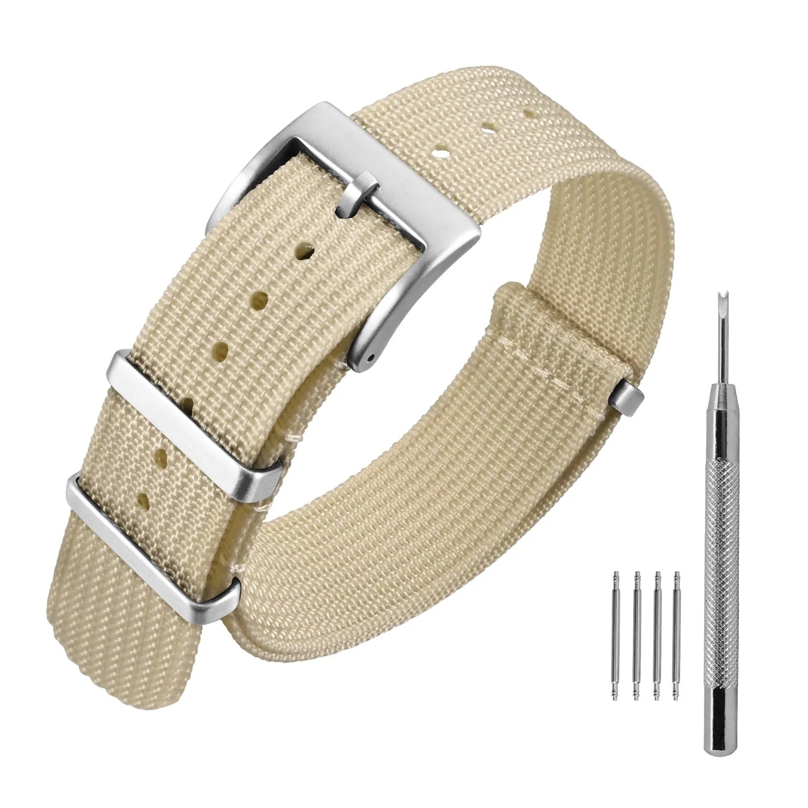 ANNEFIT Cinturino per Orologio in Nylon 20mm con Fibbia in Acciaio Inossidabile (Beige) - immagine 1