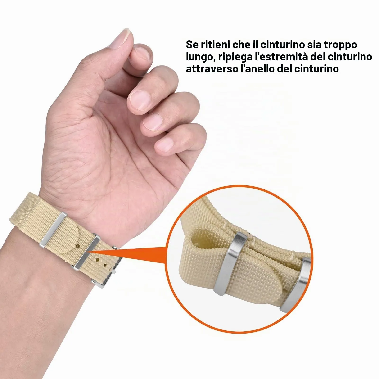 ANNEFIT Cinturino per Orologio in Nylon 20mm con Fibbia in Acciaio Inossidabile (Beige) - immagine 6