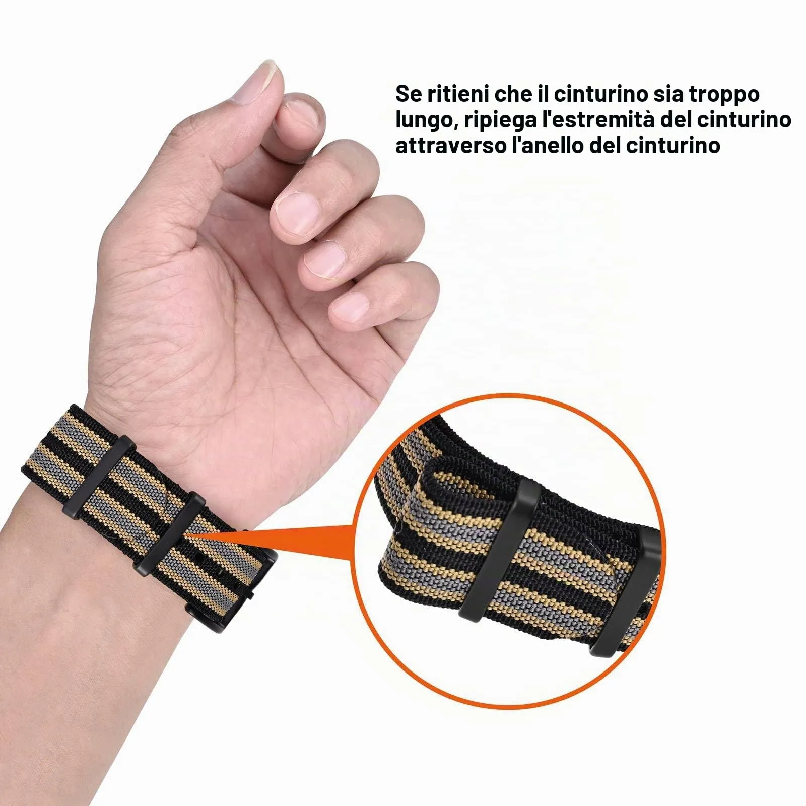 ANNEFIT Cinturino per Orologio in Nylon 18mm con Fibbia in Acciaio Inossidabile (Nero/Cachi/Grigio) - immagine 6