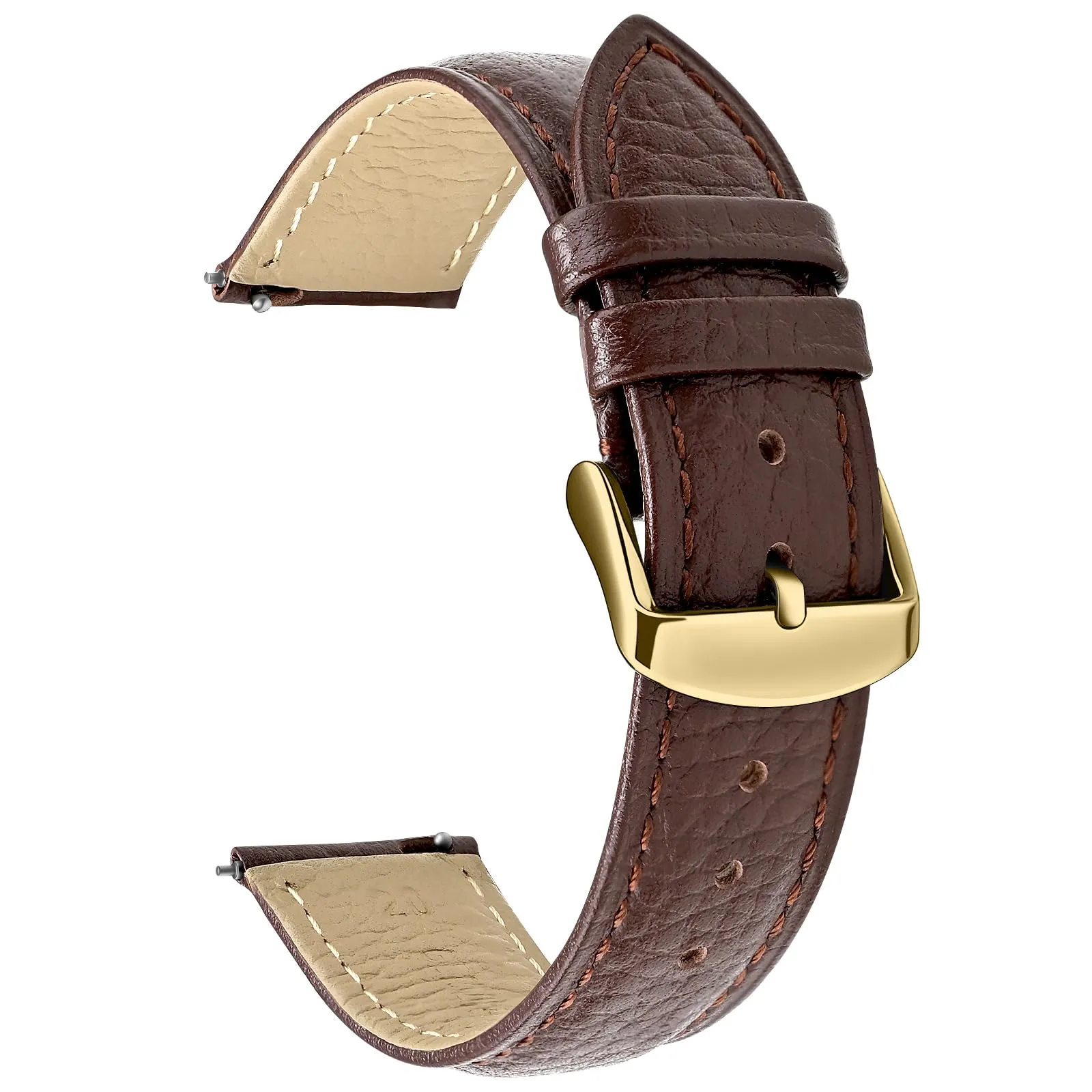 ULLCHRO Cinturino Orologio in Pelle Vera con Sgancio Rapido, 18mm, Marrone Scuro - immagine 1