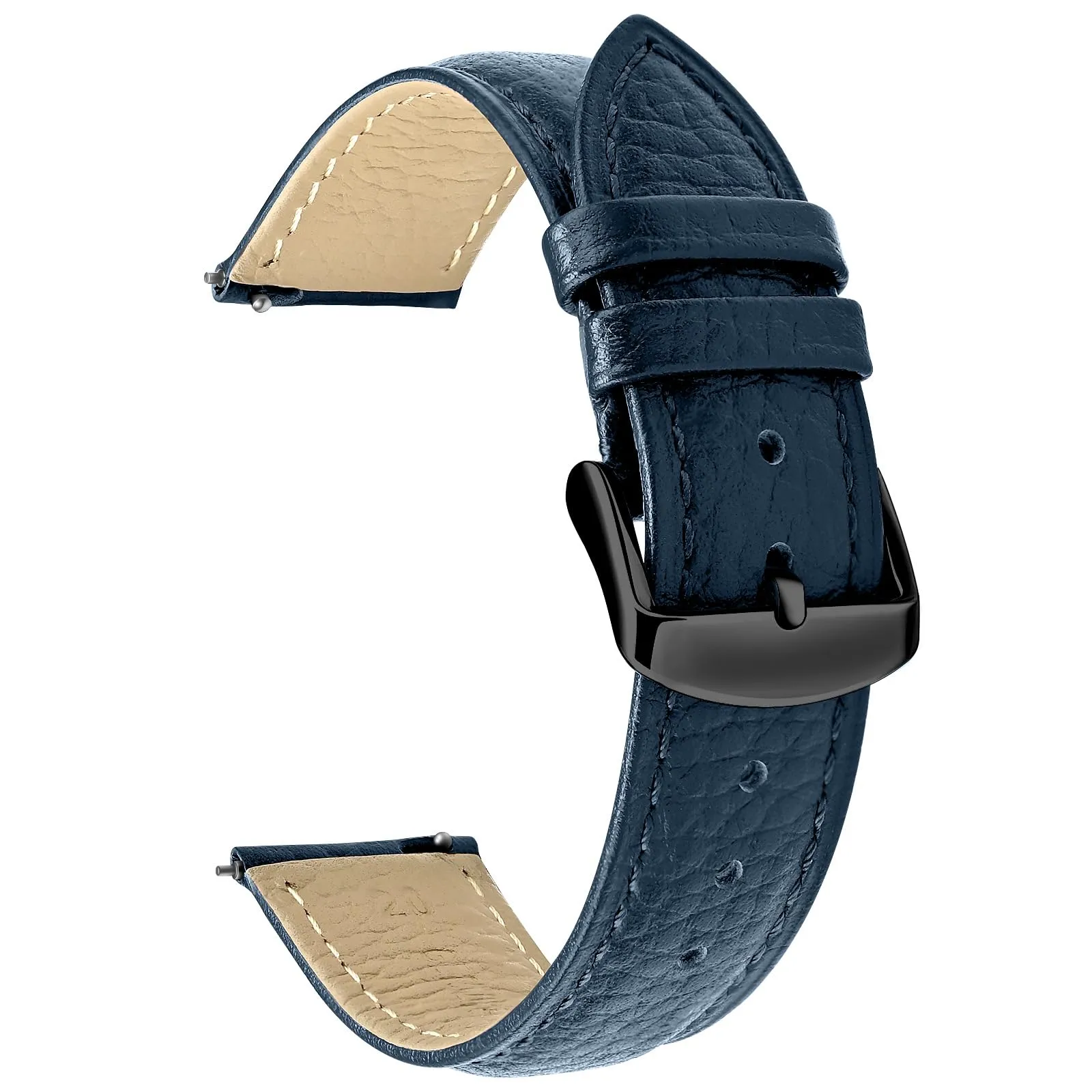 ULLCHRO Cinturino Orologio in Pelle Vera con Sgancio Rapido, 12mm, Blu Marino - immagine 1