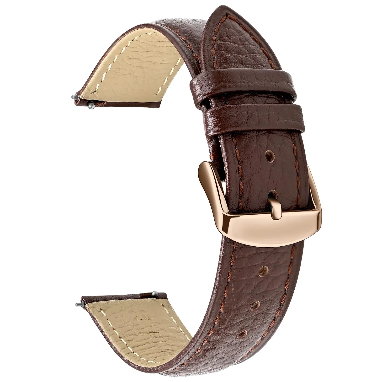 ULLCHRO Cinturino Orologio in Pelle Vera Vintage con Sgancio Rapido, 18mm, Marrone Scuro - immagine 1