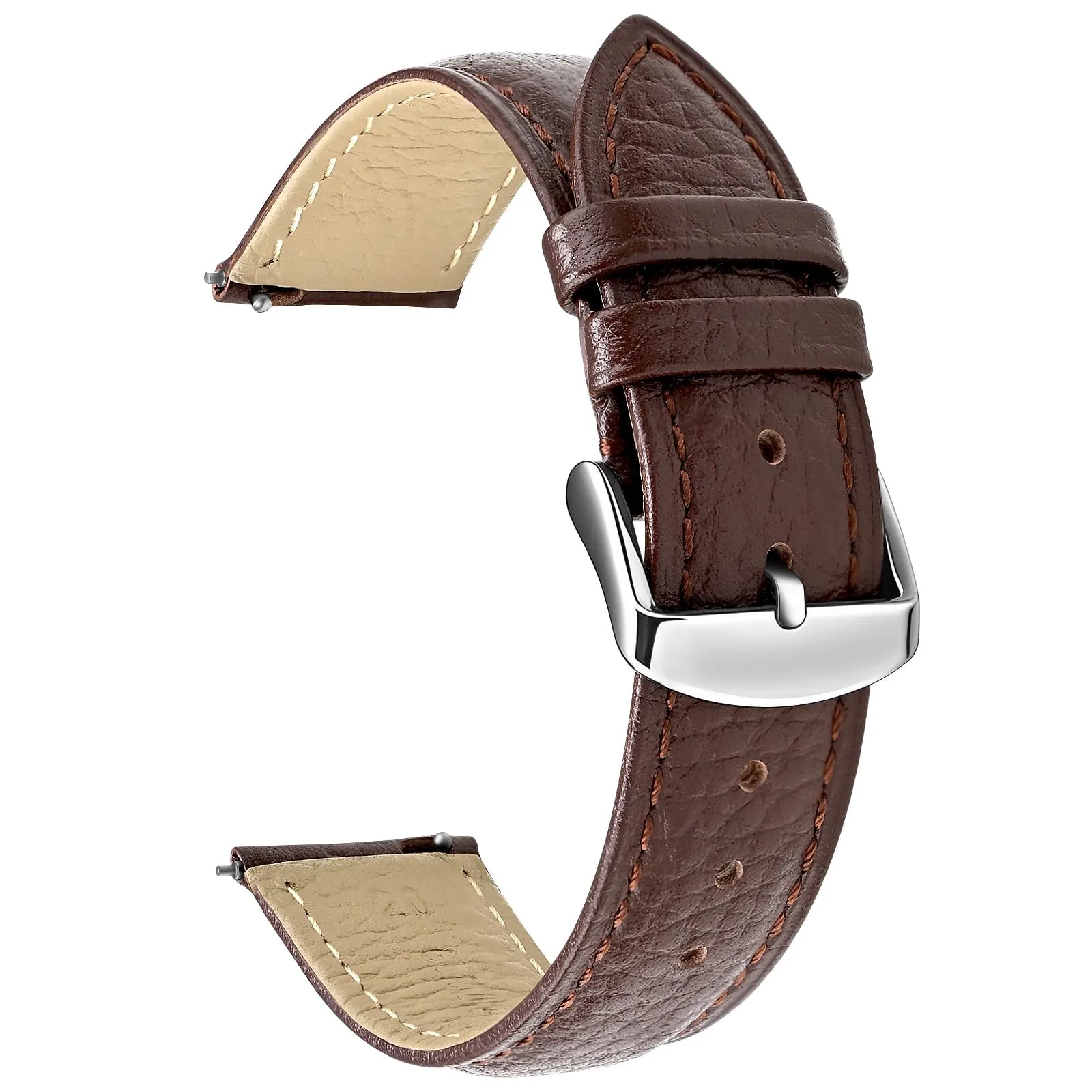 ULLCHRO Cinturino Orologio in Pelle Vera con Sgancio Rapido, 14mm, Marrone Scuro - immagine 1