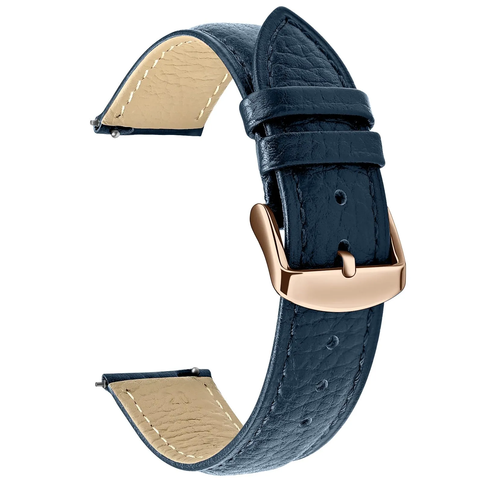 ULLCHRO Cinturino Orologio in Pelle Vera con Sgancio Rapido, 14mm, Blu Marino - immagine 1