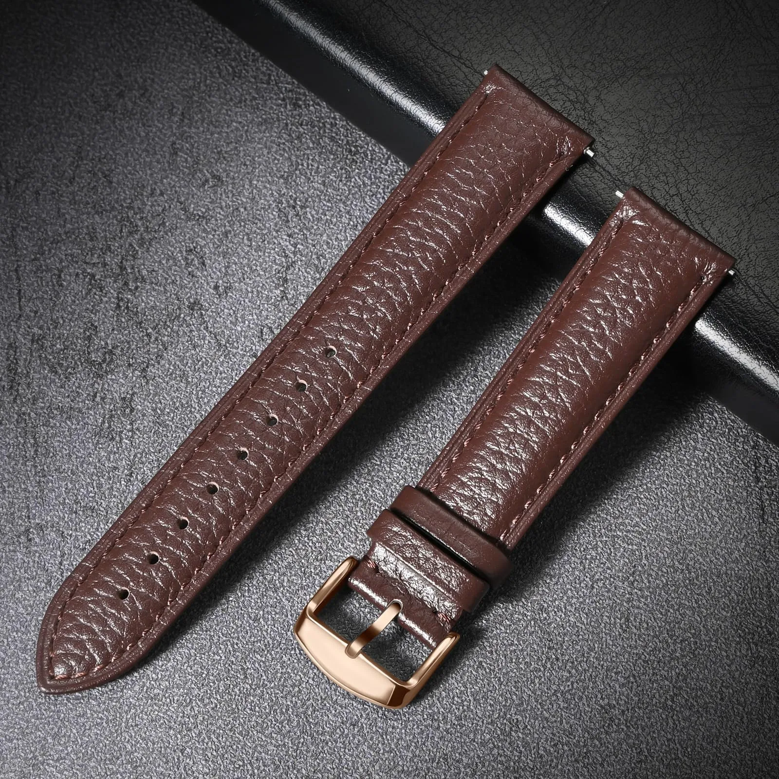 ULLCHRO Cinturino Orologio Uomo in Pelle Vera 22mm Sgancio Rapido Stile Vintage, Marrone Scuro - immagine 5