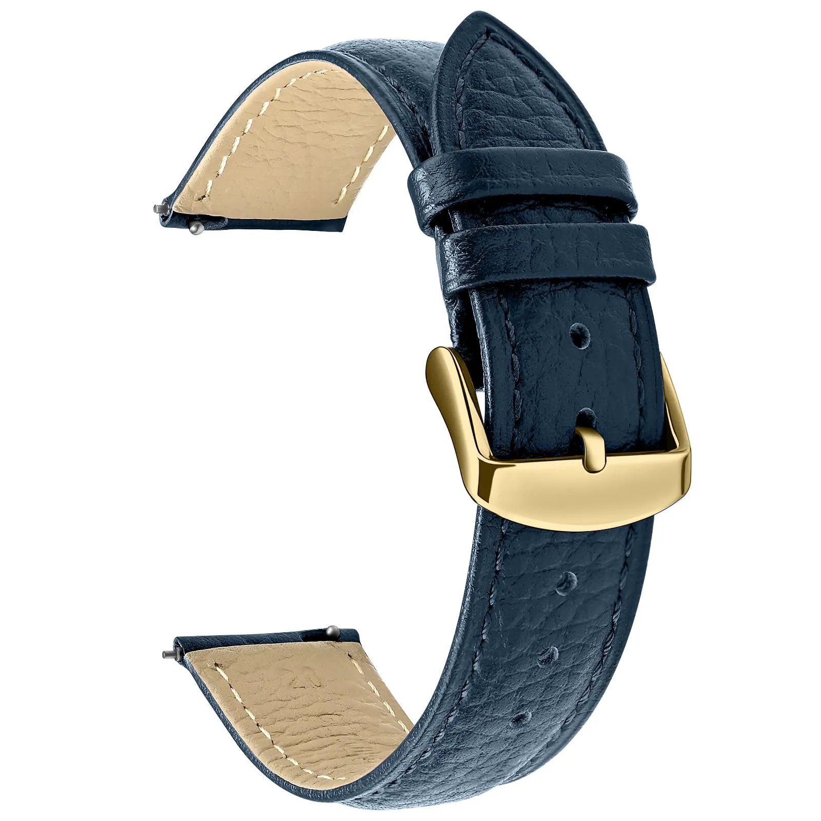ULLCHRO Cinturino Orologio in Pelle Vera con Sgancio Rapido, 12mm, Blu Marino - immagine 1