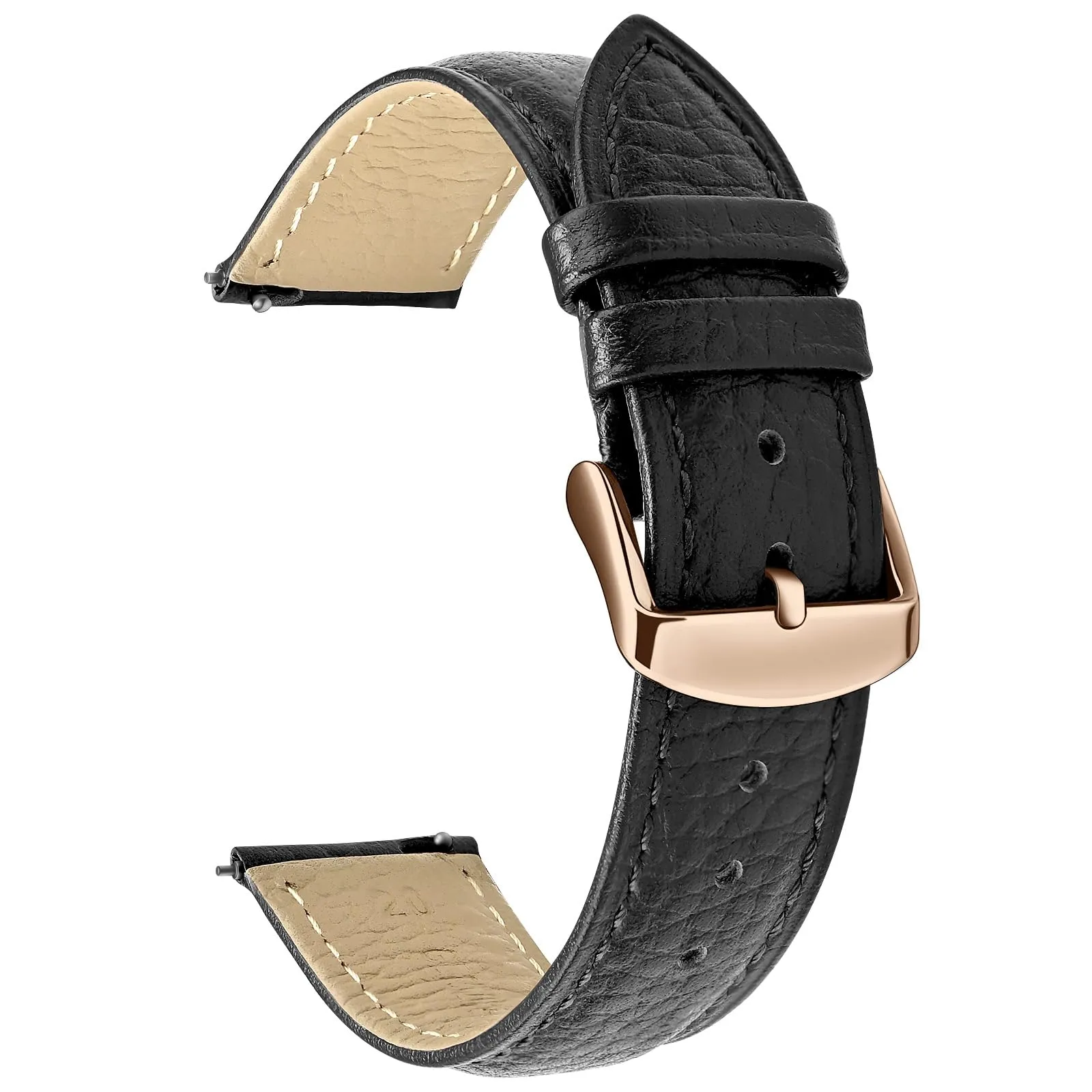ULLCHRO Cinturino Orologio in Pelle Vera Vintage con Sgancio Rapido, 23mm, Nero - immagine 1