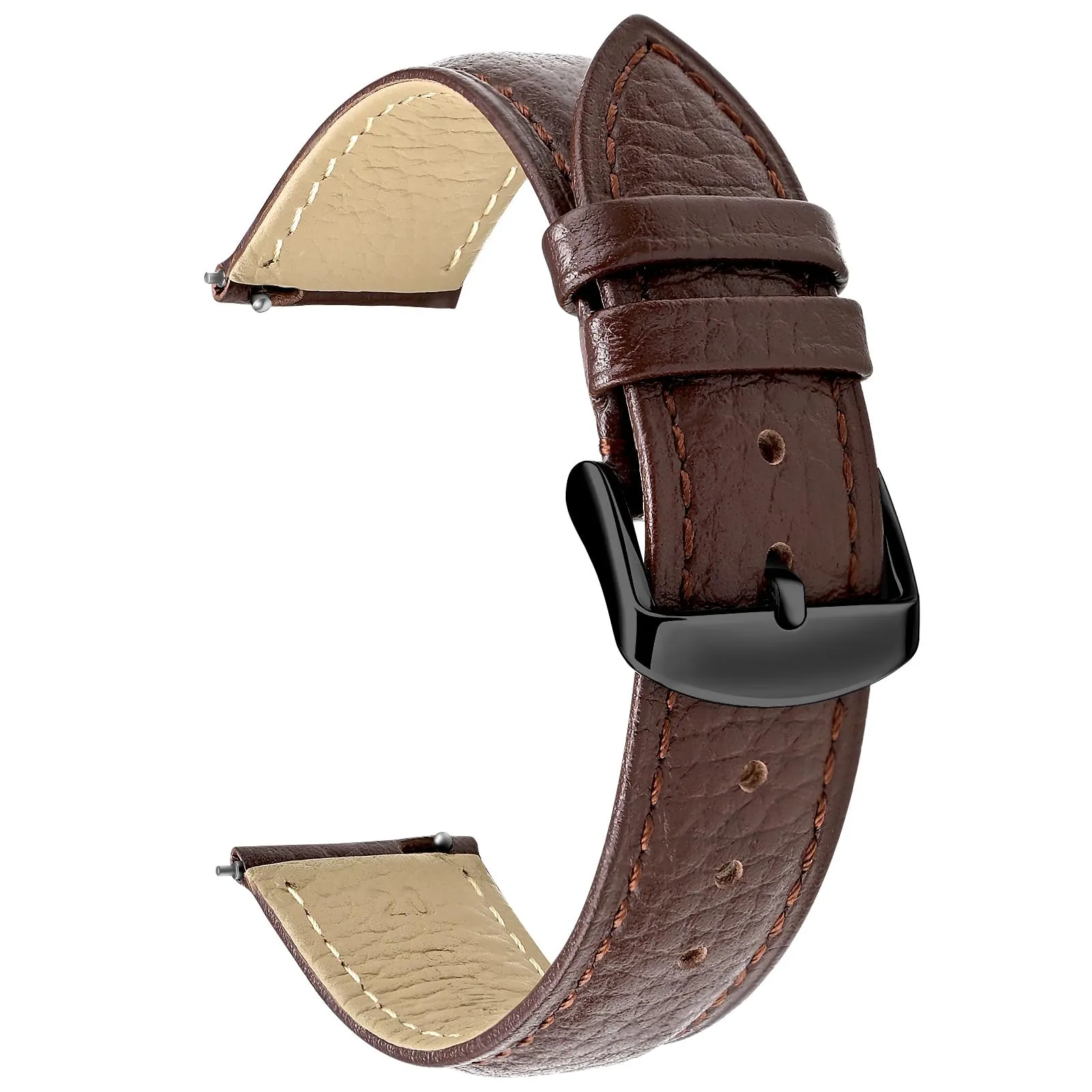 ULLCHRO Cinturino Orologio in Pelle Vera con Sgancio Rapido, 19mm, Marrone Scuro - immagine 1