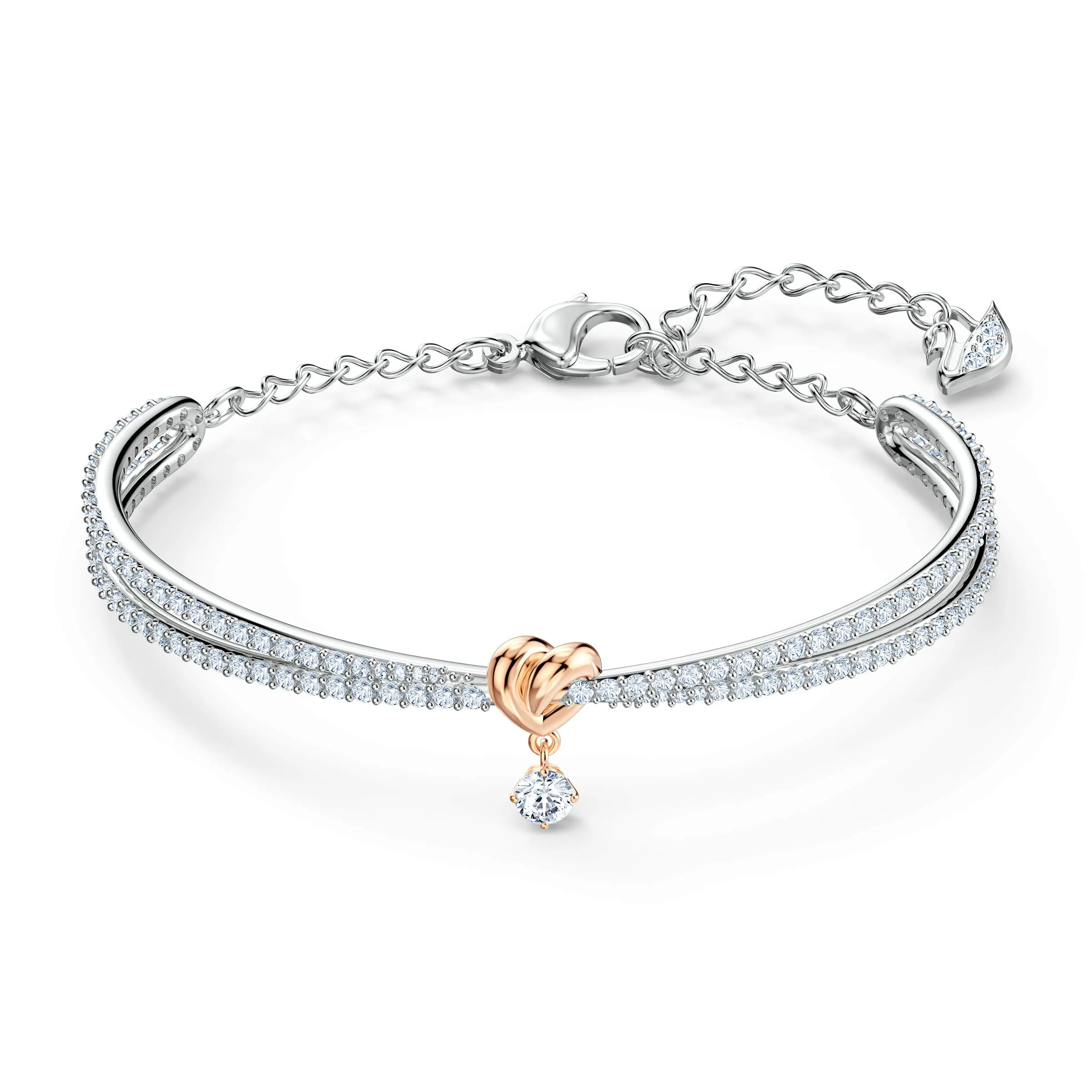 Swarovski Lifelong Heart Bracciale Rigido, Cuore, Bianco, Mix di finiture - immagine 1