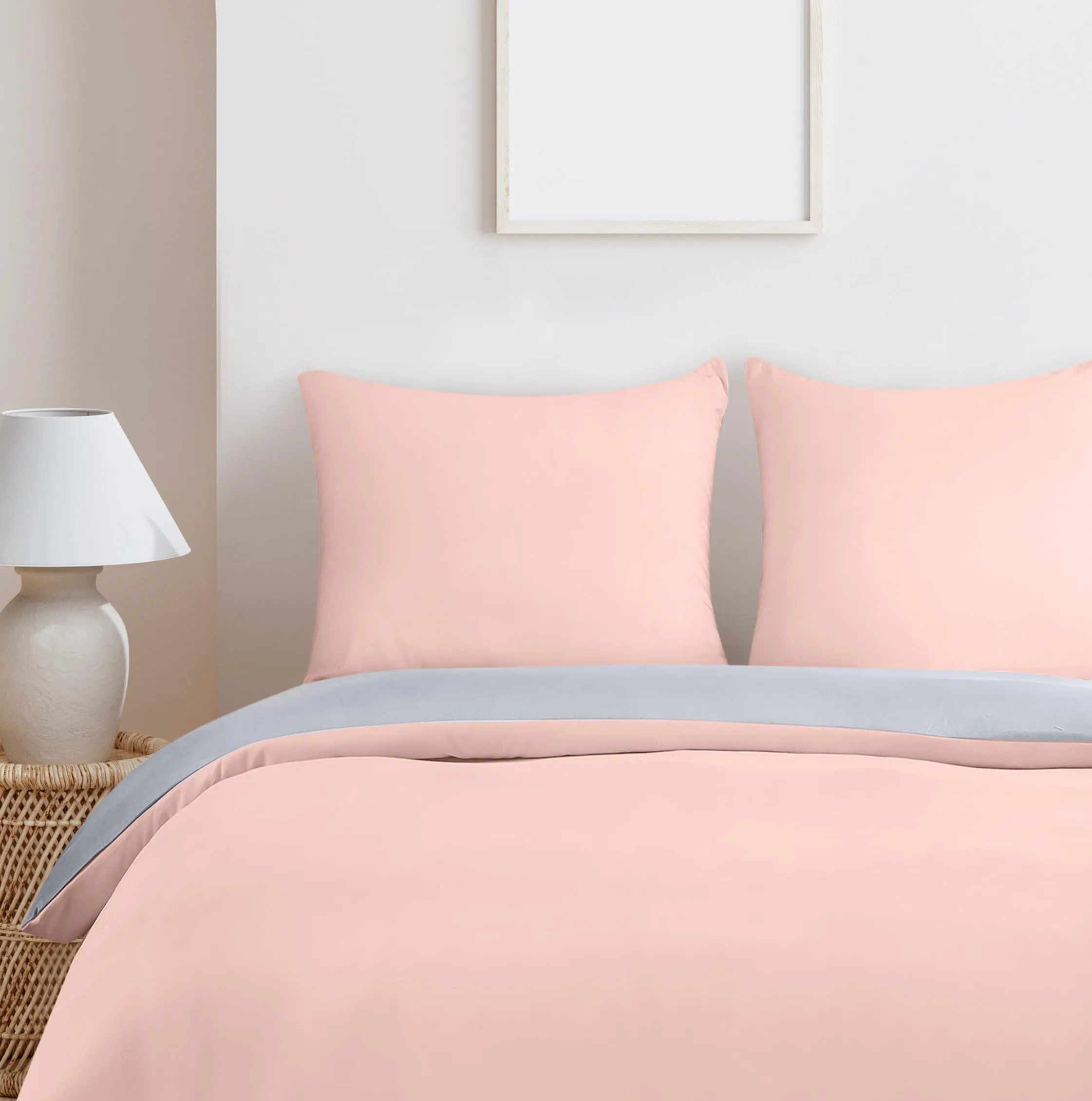 Utopia Bedding Copripiumino Matrimoniale 240x220 cm con 2 Federe, Grigio/Rosa - immagine 3
