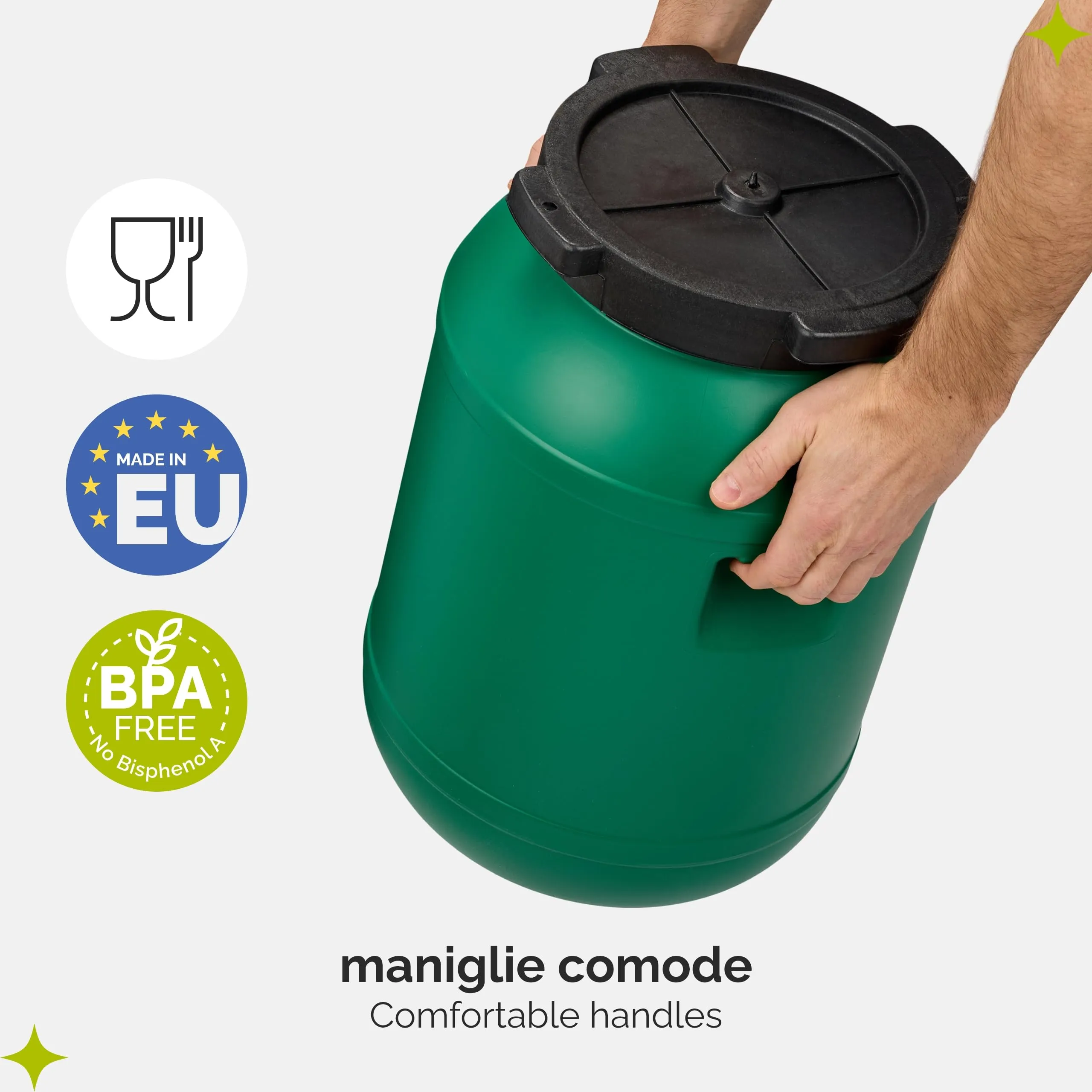 Garronda Tanica Acqua HDPE per Alimenti 30L Verde GD-0078 - immagine 4