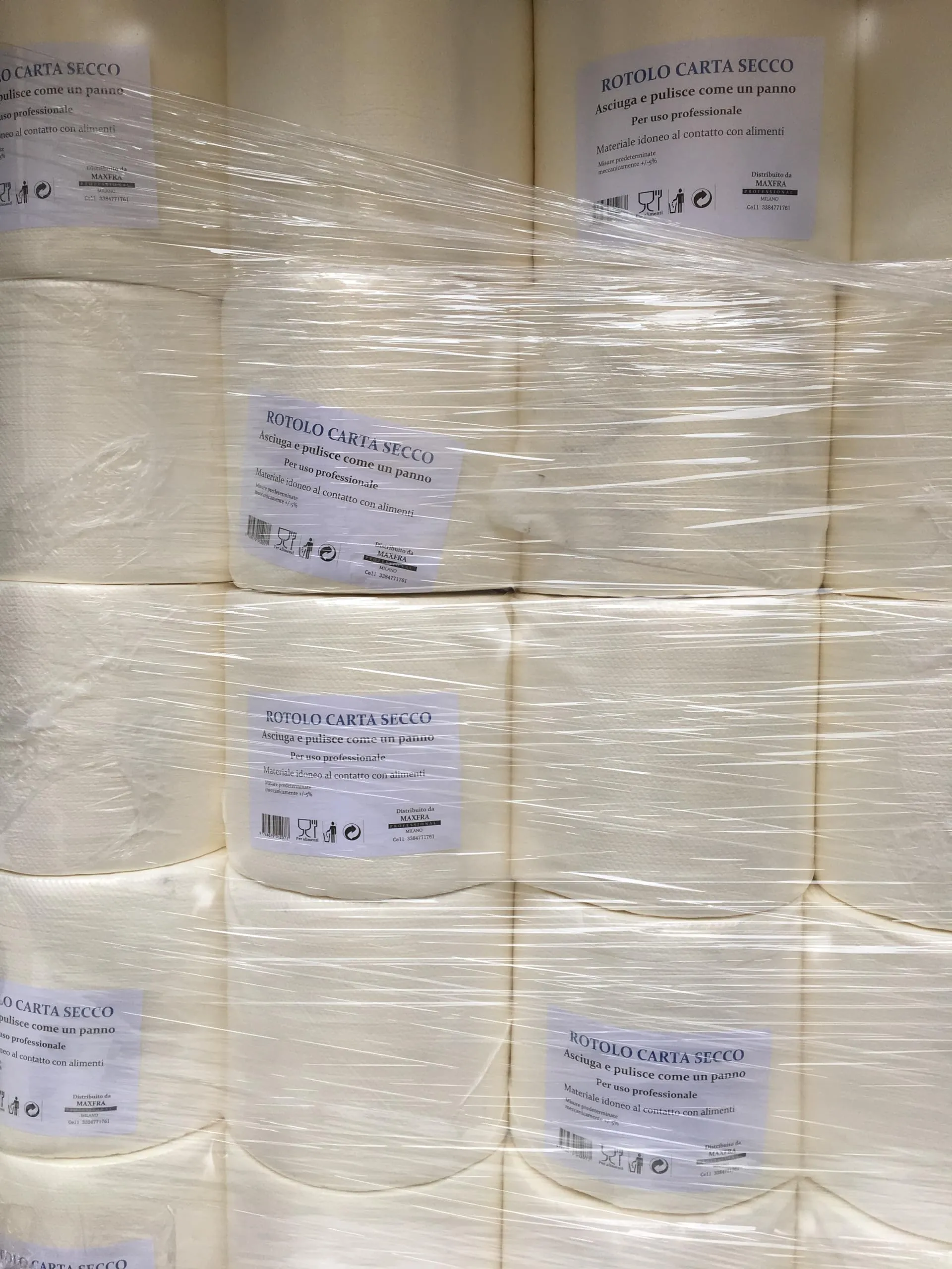 Rotolo panno carta a secco doppia, uso professionale, 37x40 cm, 2.5 kg, 2 bobine per pacco - immagine 1