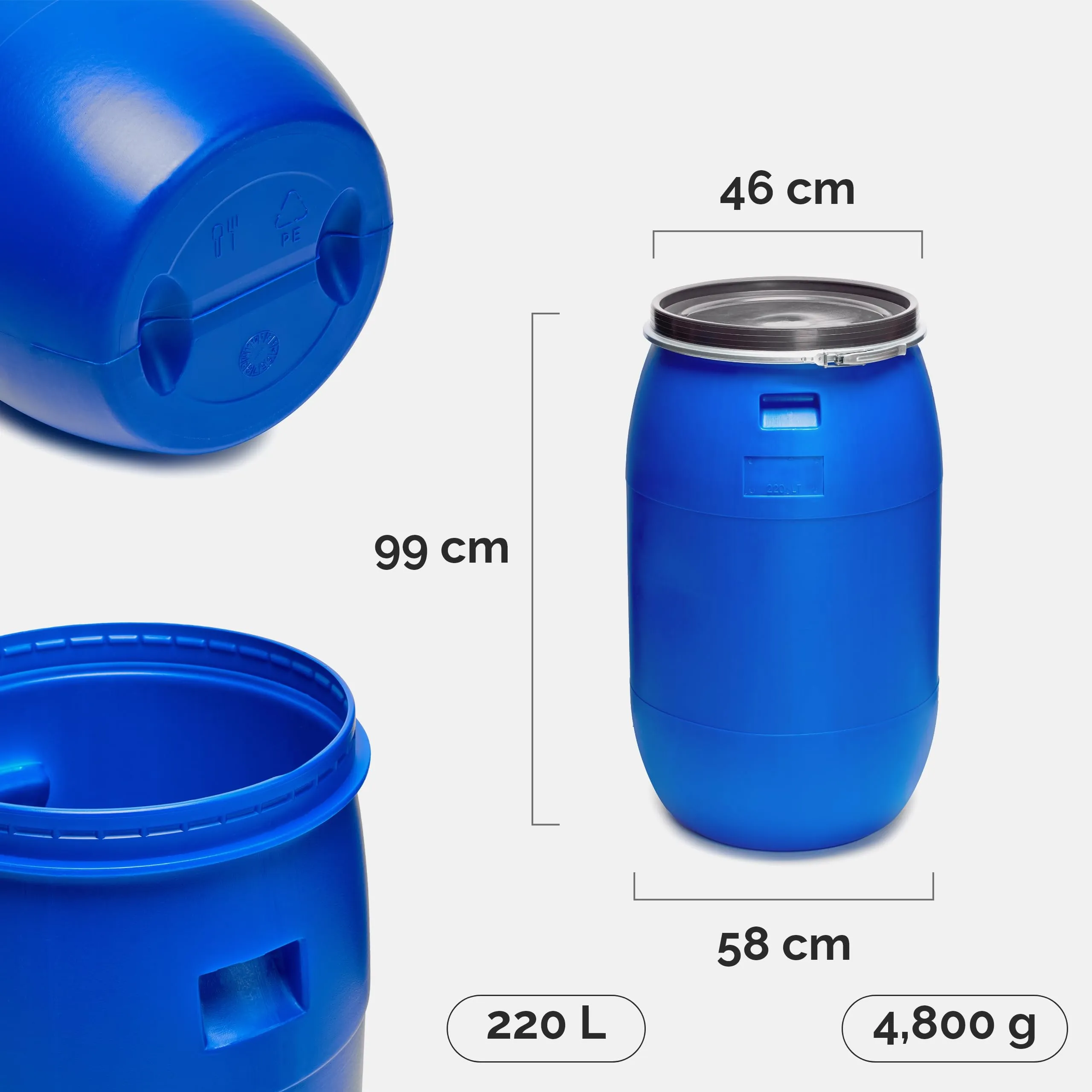 Garronda Serbatoio Acqua HDPE per Alimenti 220L Blu GD-0078 - immagine 2