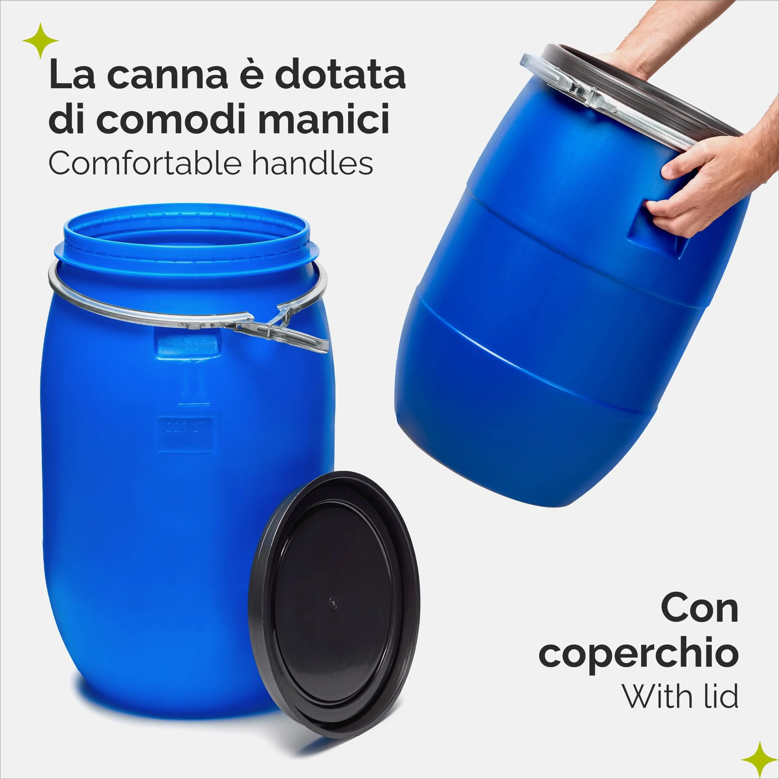 Garronda Serbatoio Acqua HDPE per Alimenti 220L Blu GD-0078 - immagine 3