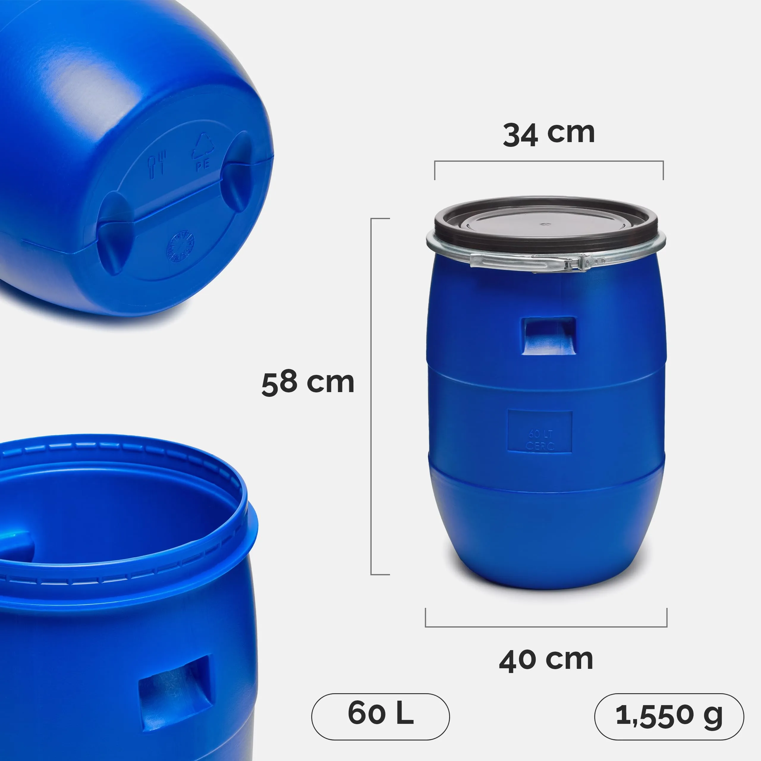 Garronda Serbatoio Acqua HDPE per Alimenti 60L Blu GD-0078 - immagine 2