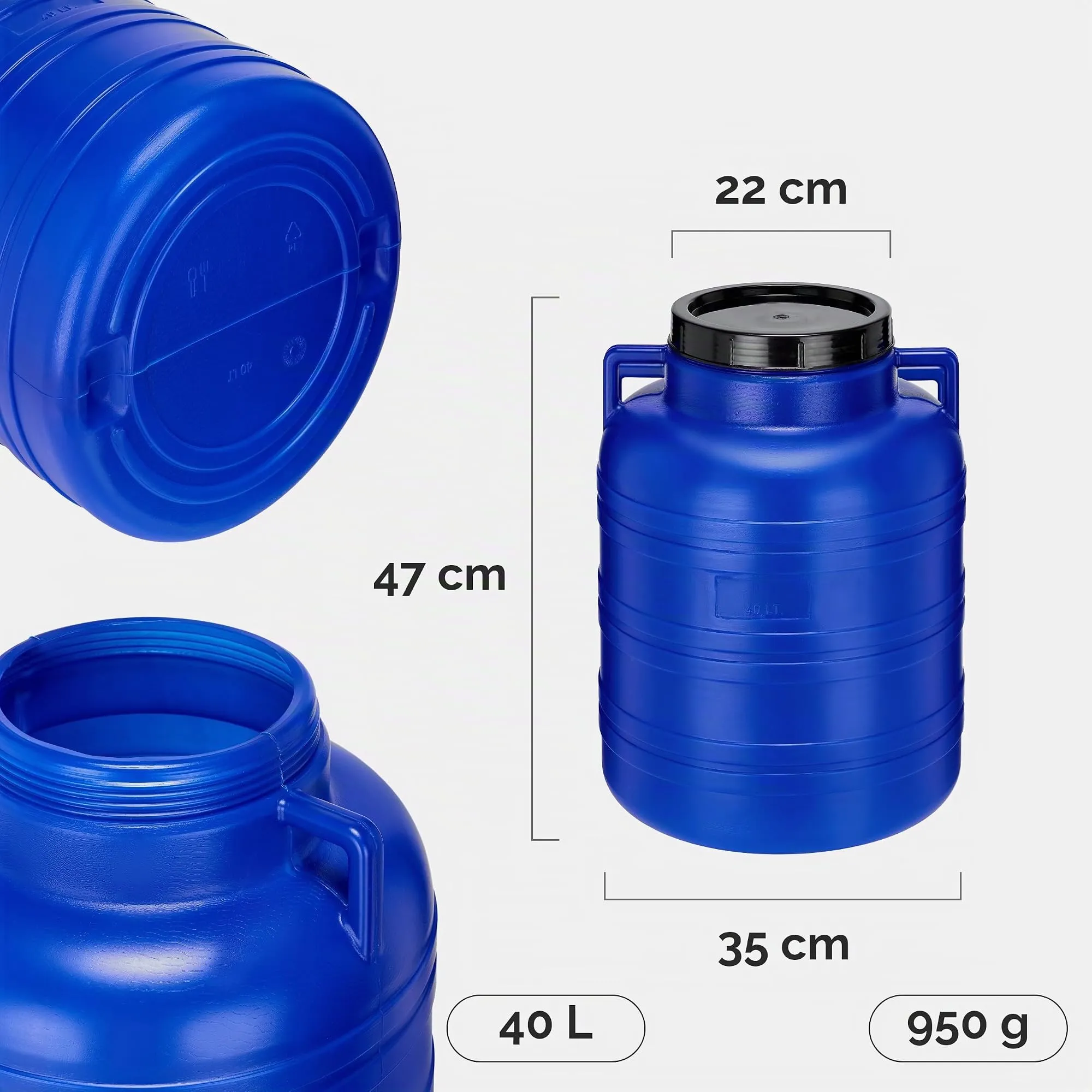 Garronda Tanica Acqua HDPE per Alimenti 40L Blu GD-0078 - immagine 2