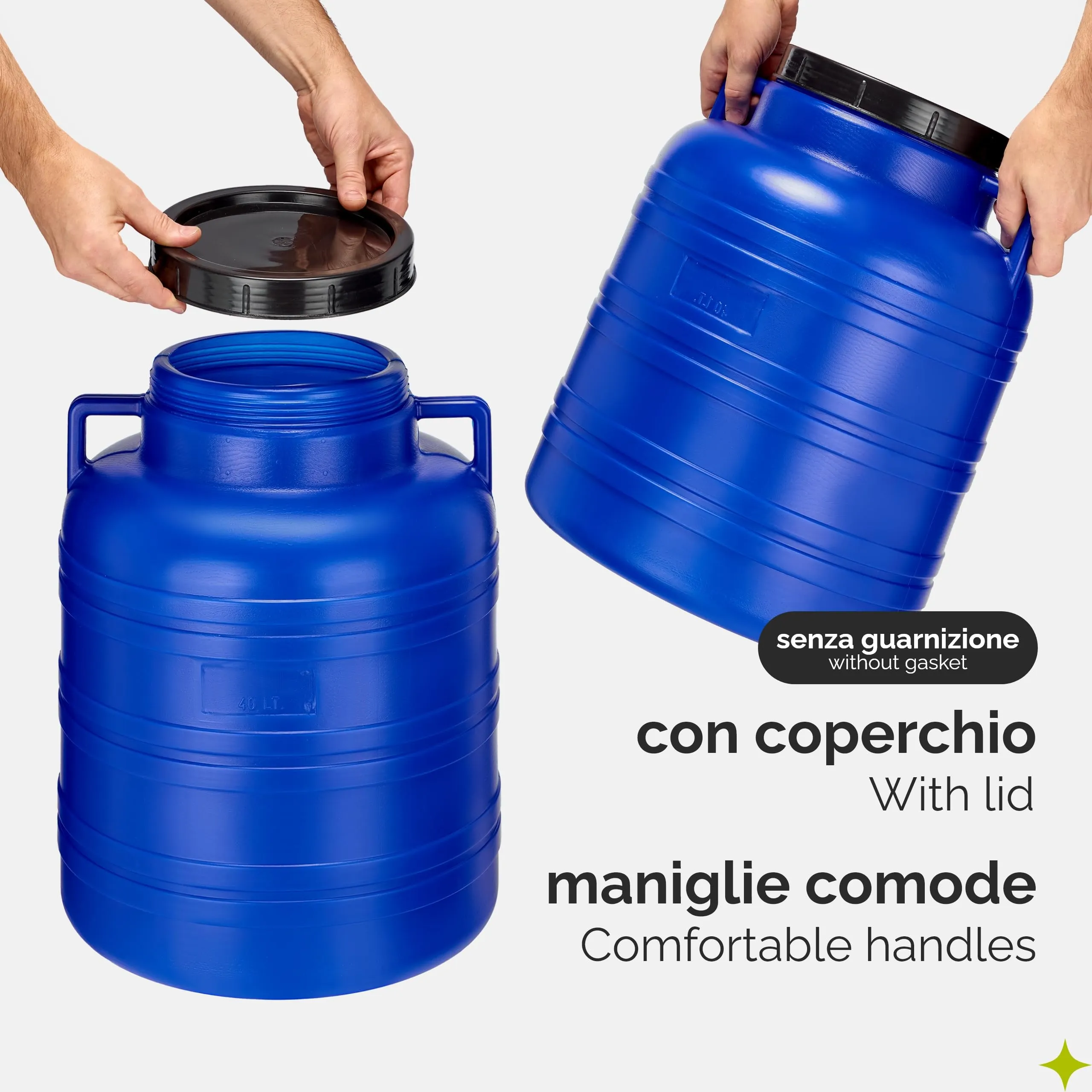 Garronda Tanica Acqua HDPE per Alimenti 40L Blu GD-0078 - immagine 3