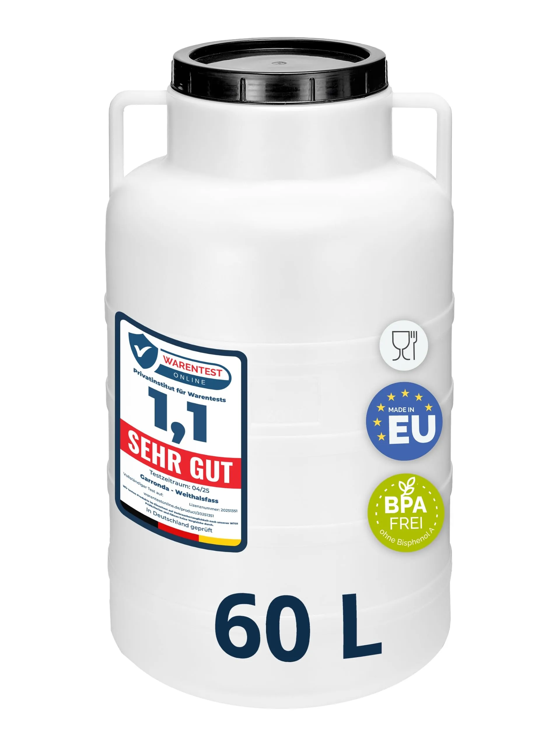 Garronda Tanica Acqua HDPE per Alimenti 60L Bianco GD-0078 - immagine 1