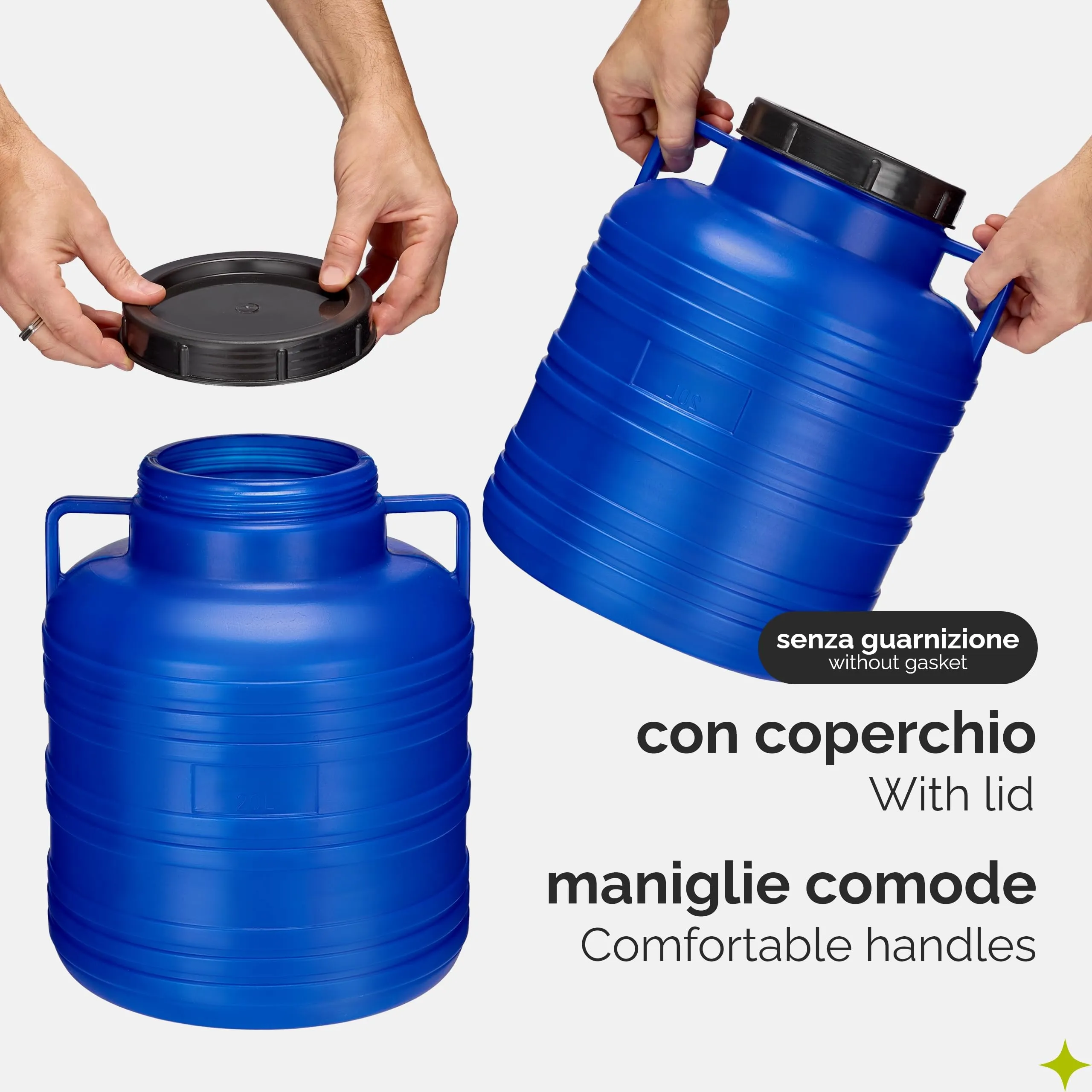 Garronda Tanica Acqua HDPE per Alimenti 20L Blu GD-0078 - immagine 3