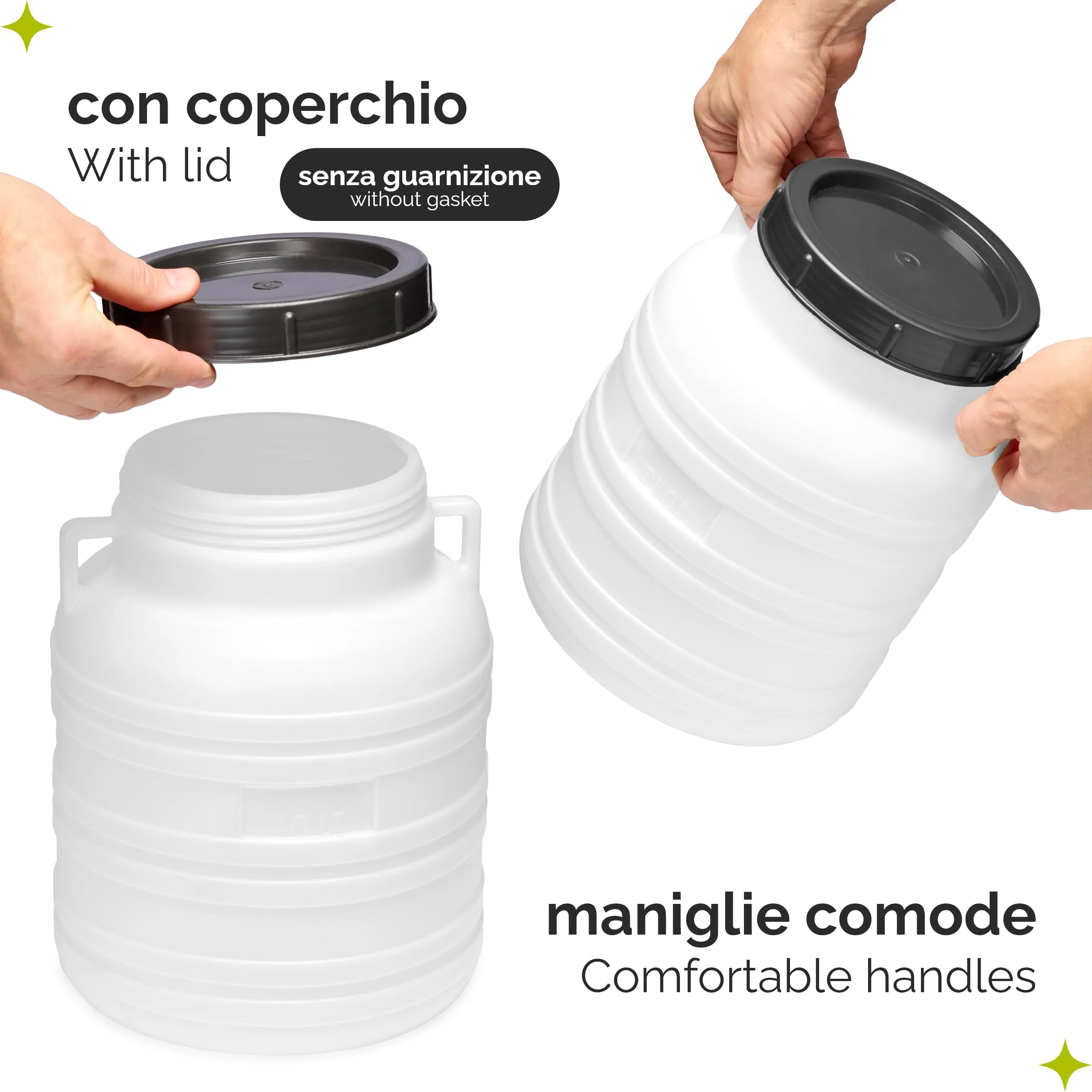 Garronda Tanica Acqua HDPE per Alimenti 10L Bianco GD-0078 - immagine 3