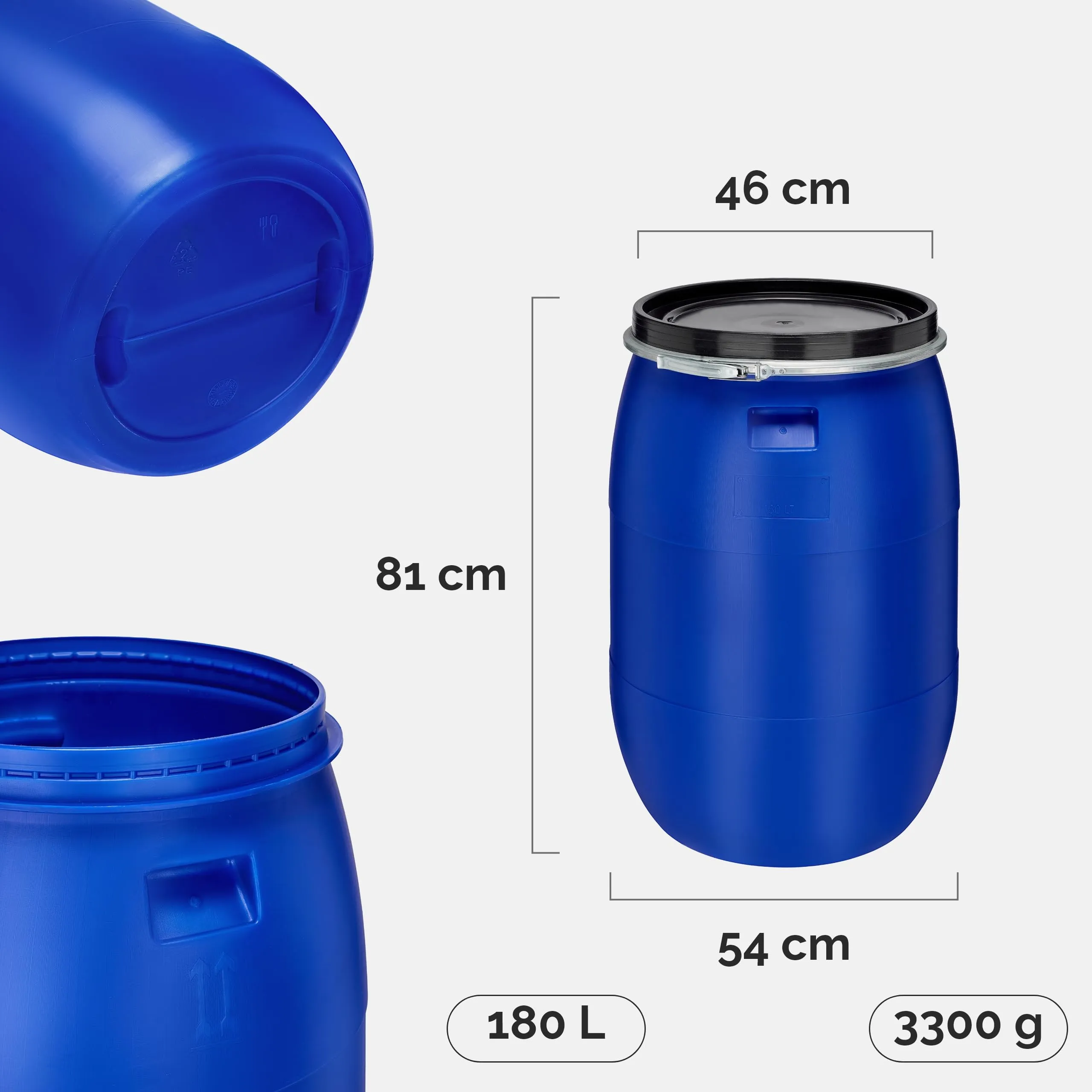 Garronda Serbatoio Acqua HDPE per Alimenti 180L Blu GD-0078 - immagine 2