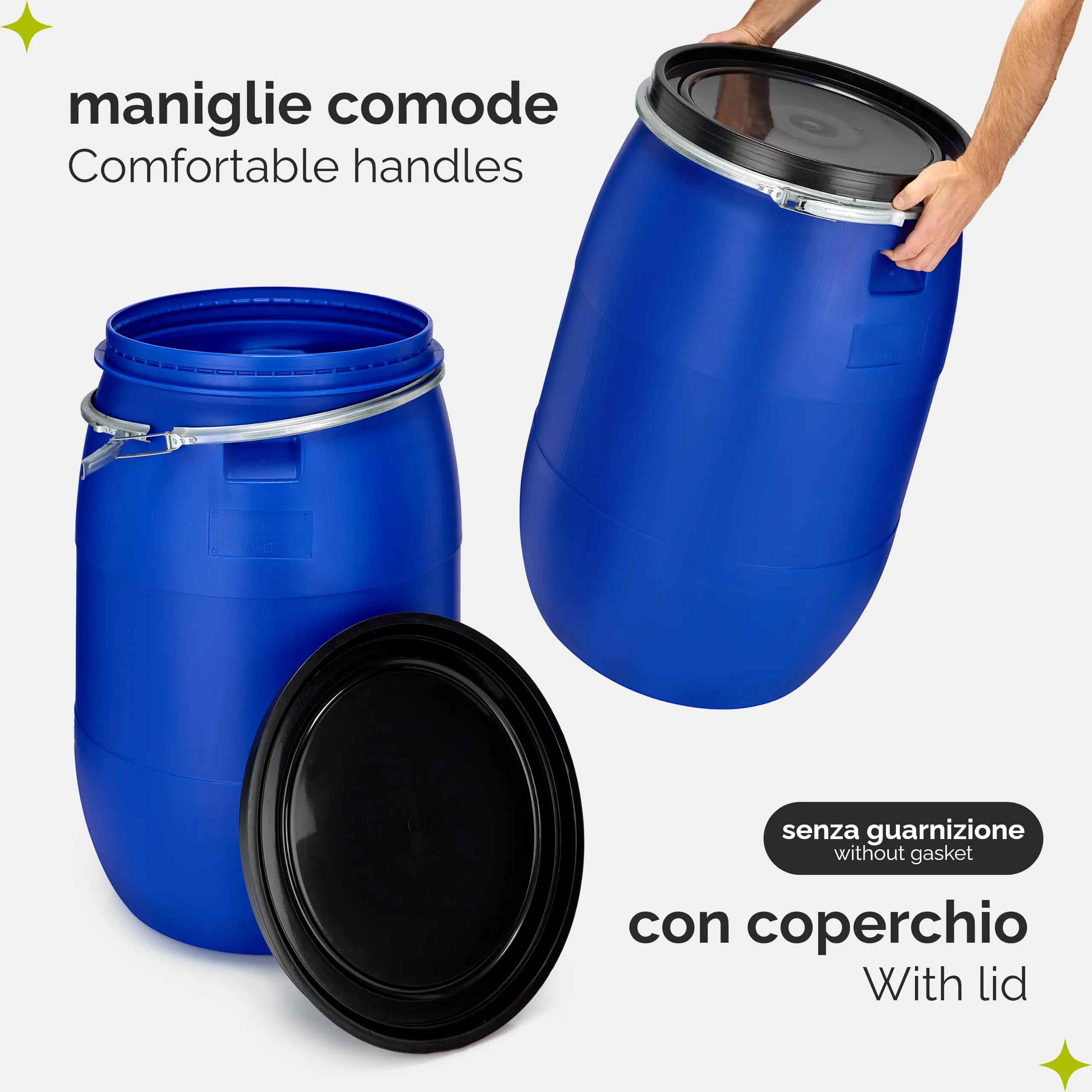 Garronda Serbatoio Acqua HDPE per Alimenti 180L Blu GD-0078 - immagine 3