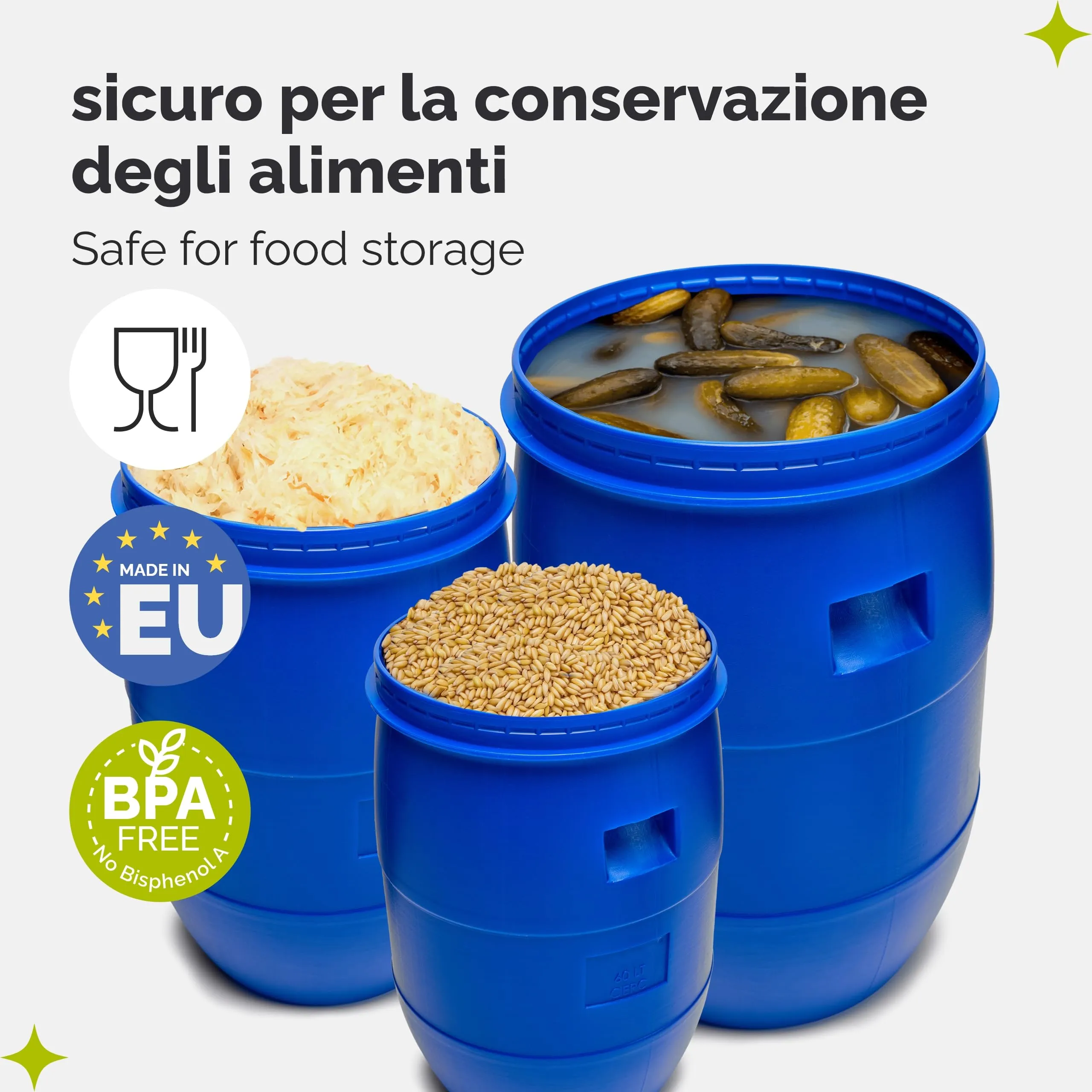 Garronda Serbatoio Acqua HDPE per Alimenti 180L Blu GD-0078 - immagine 5