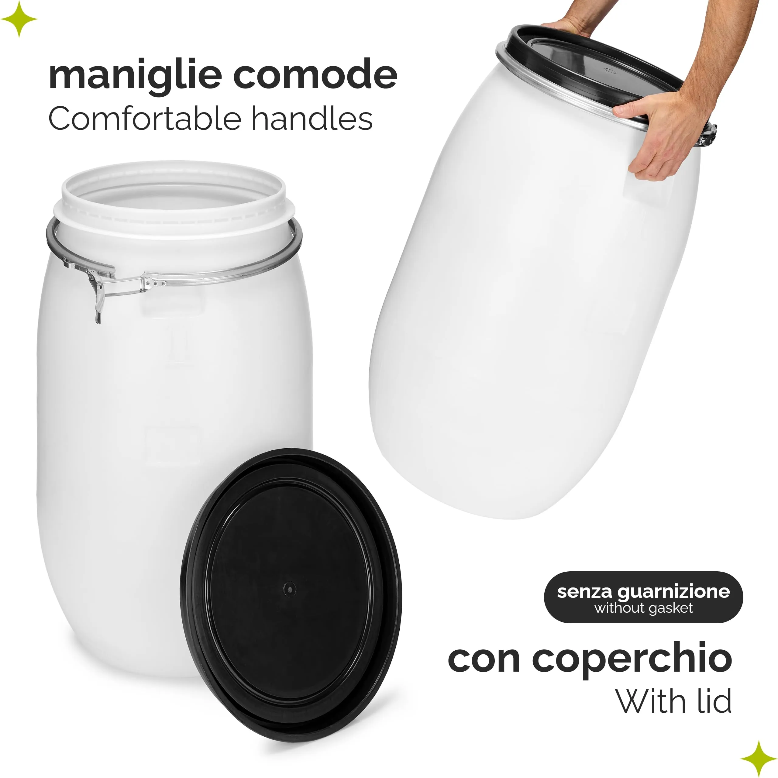 Garronda Serbatoio Acqua HDPE per Alimenti 120L Bianco GD-0078 - immagine 3
