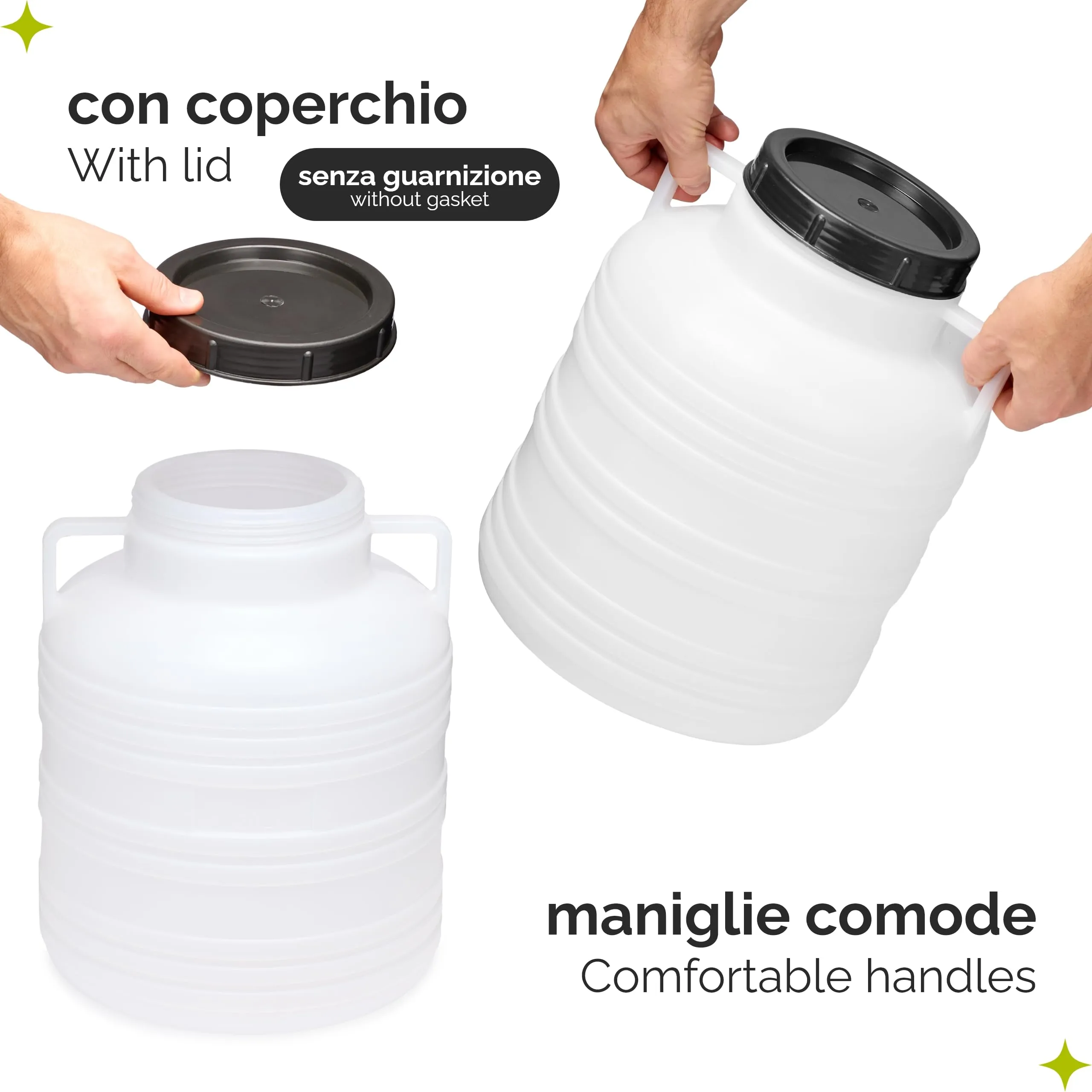 Garronda Tanica Acqua HDPE per Alimenti 20L Bianco GD-0078 - immagine 3