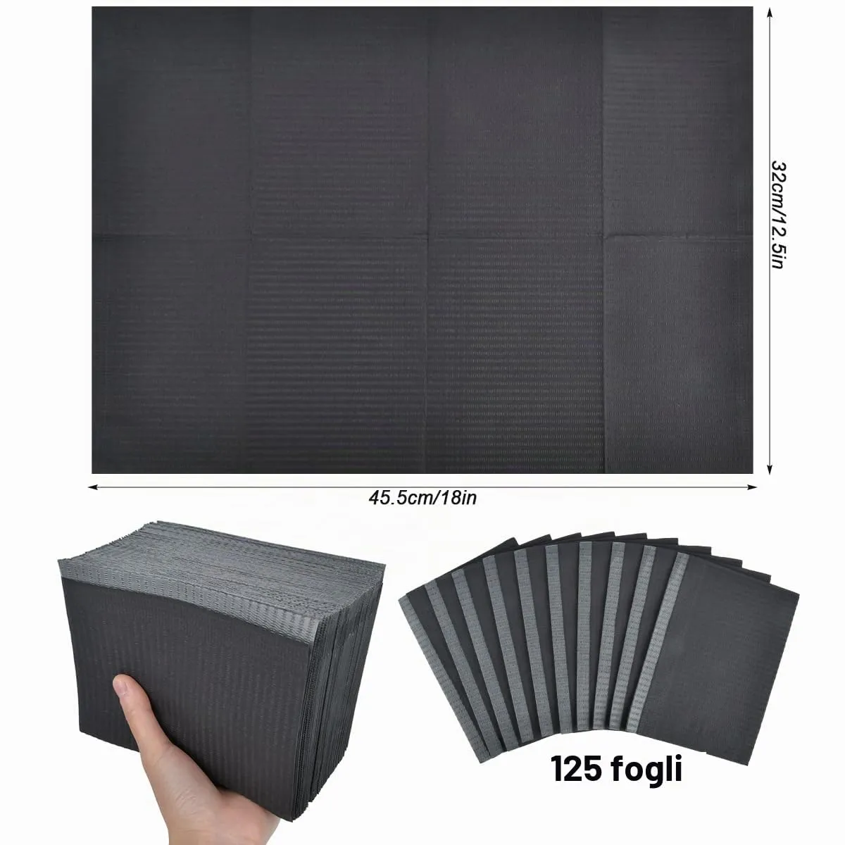 OTYMIOW Tappeto Monouso Impermeabile per Tatuaggi e Bavaglini Dentali, Nero, 45 x 33 cm, 125 Pezzi - immagine 2