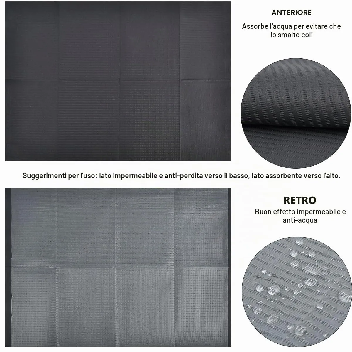 OTYMIOW Tappeto Monouso Impermeabile per Tatuaggi e Bavaglini Dentali, Nero, 45 x 33 cm, 125 Pezzi - immagine 3