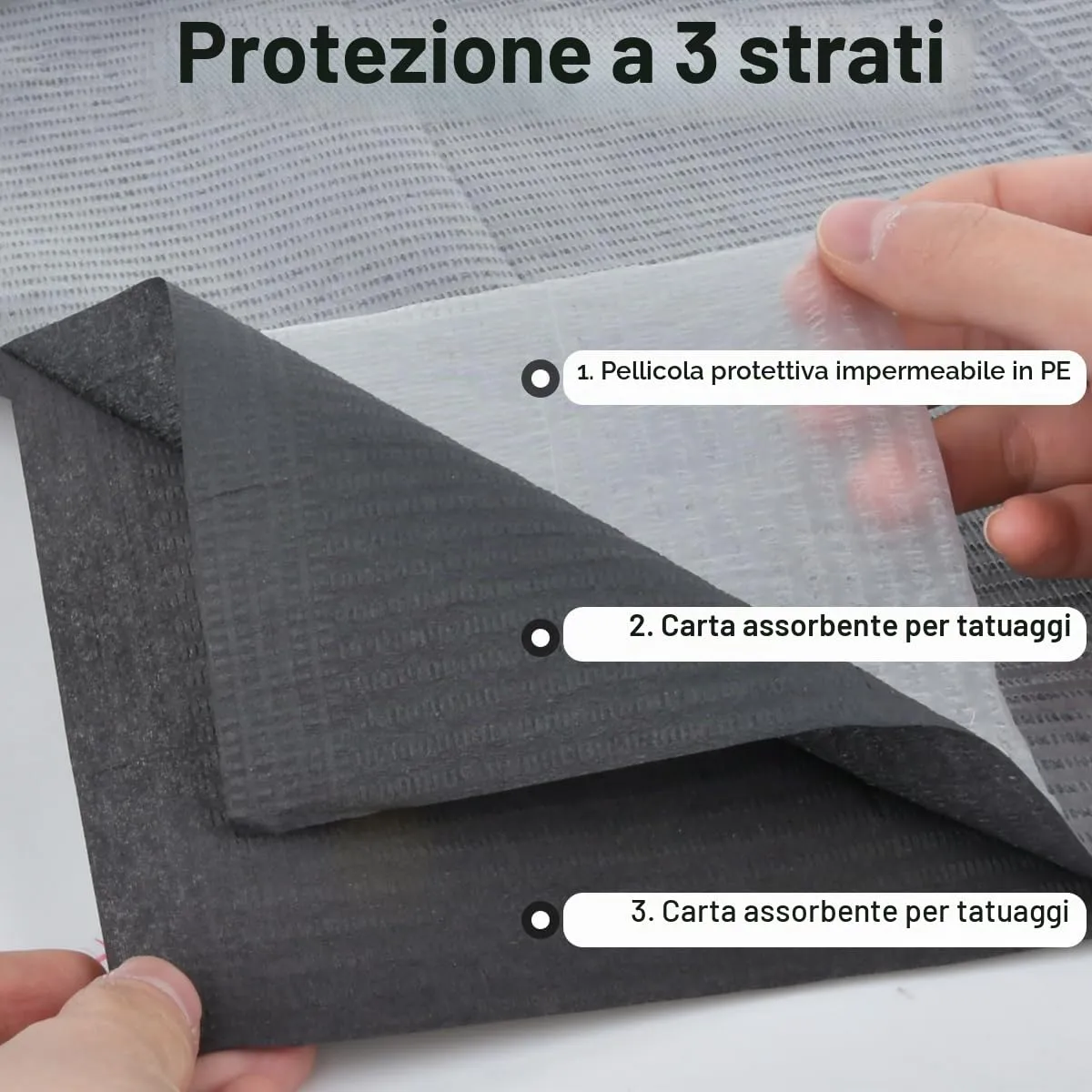 OTYMIOW Tappeto Monouso Impermeabile per Tatuaggi e Bavaglini Dentali, Nero, 45 x 33 cm, 125 Pezzi - immagine 4