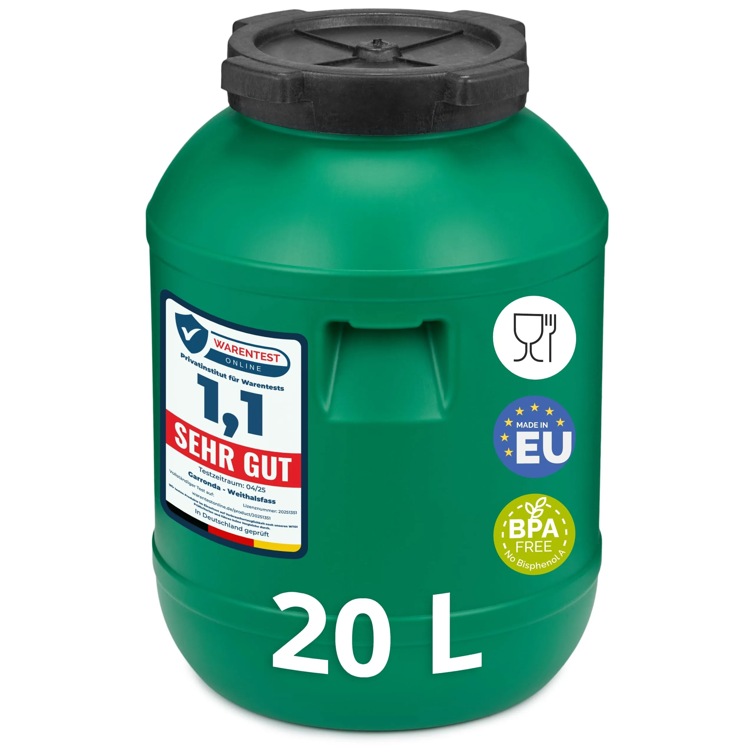 Garronda Tanica Acqua HDPE per Alimenti 20L Verde GD-0078 - immagine 1