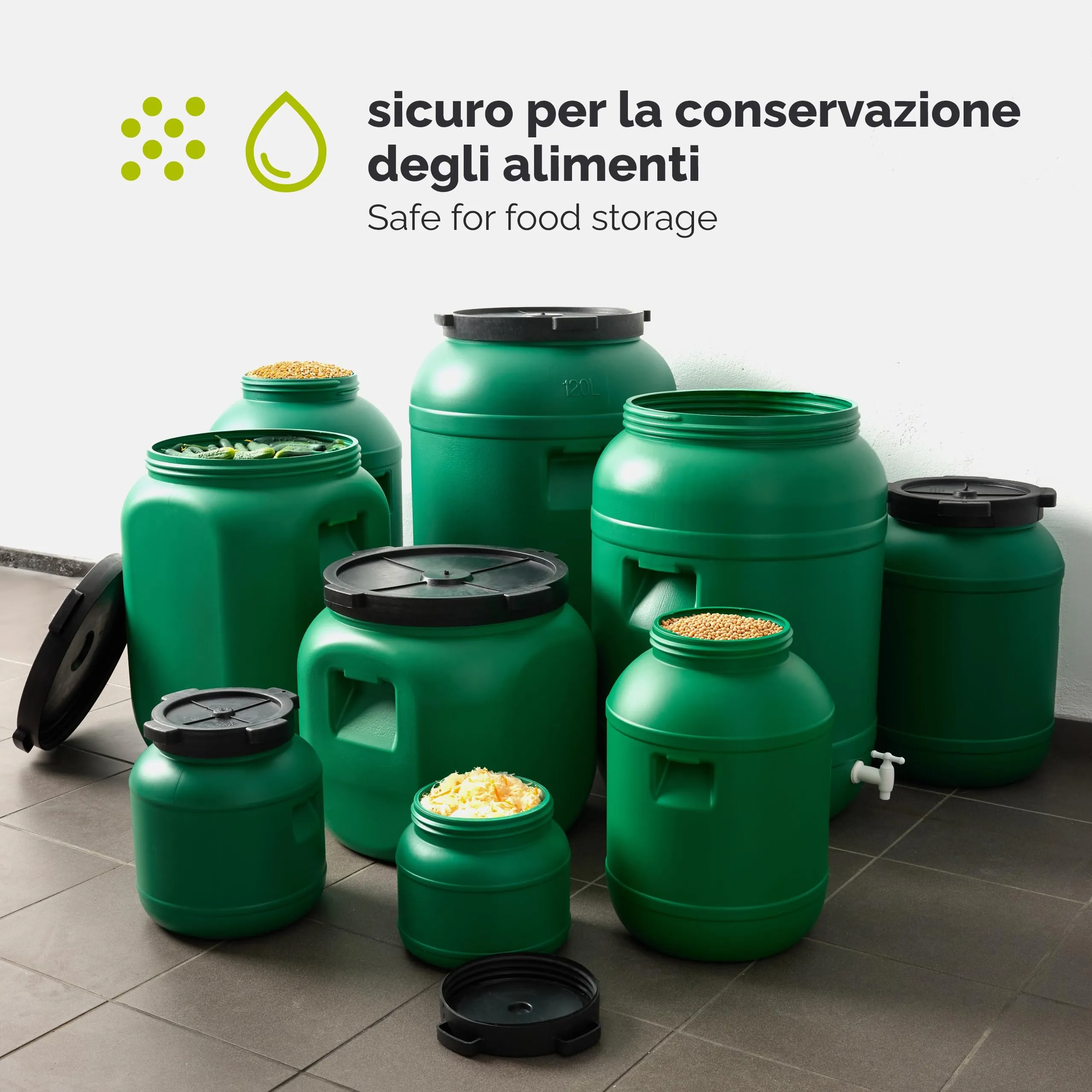 Garronda Tanica Acqua HDPE per Alimenti 20L Verde GD-0078 - immagine 6