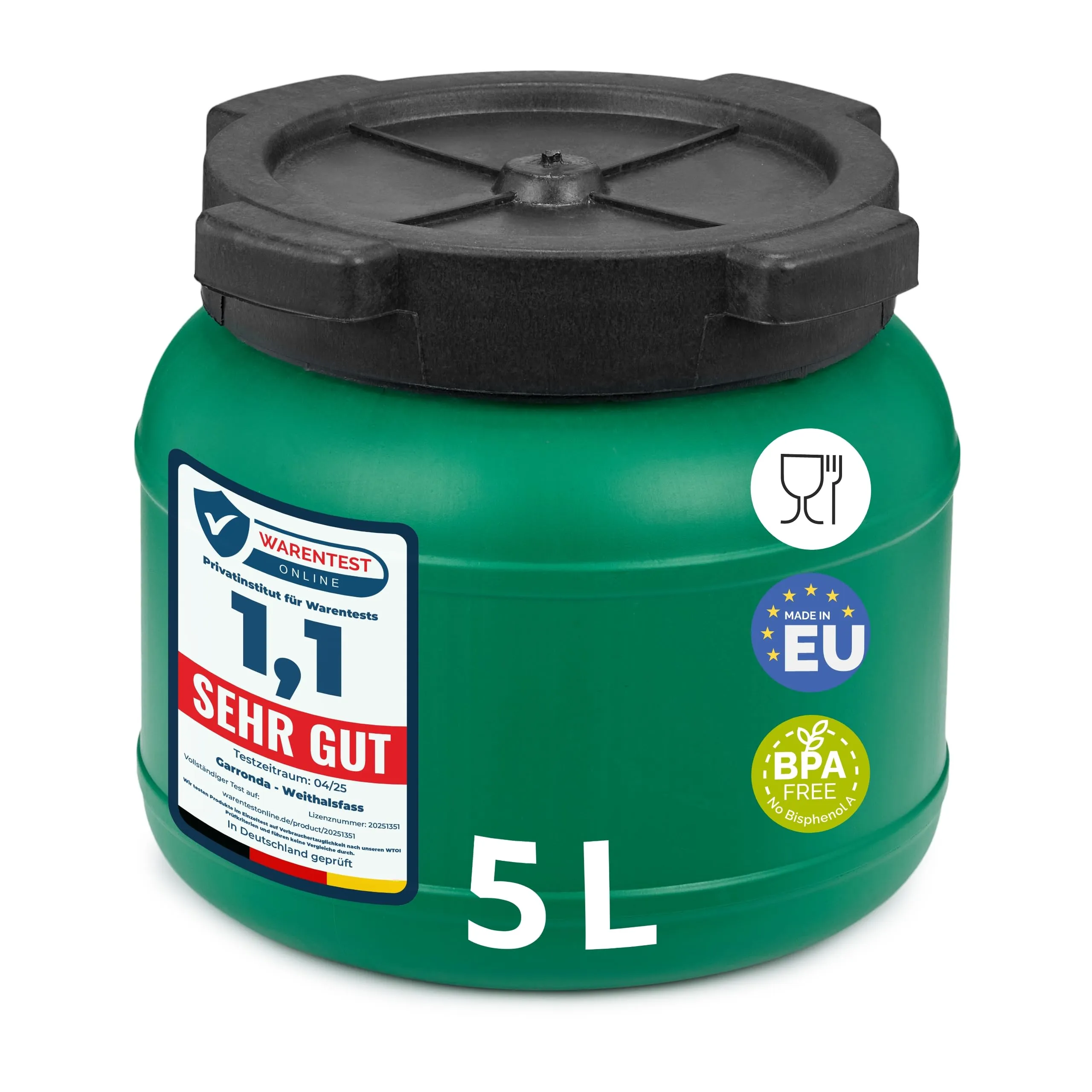 Garronda Tanica Acqua HDPE per Alimenti 5L Verde GD-0078 - immagine 1
