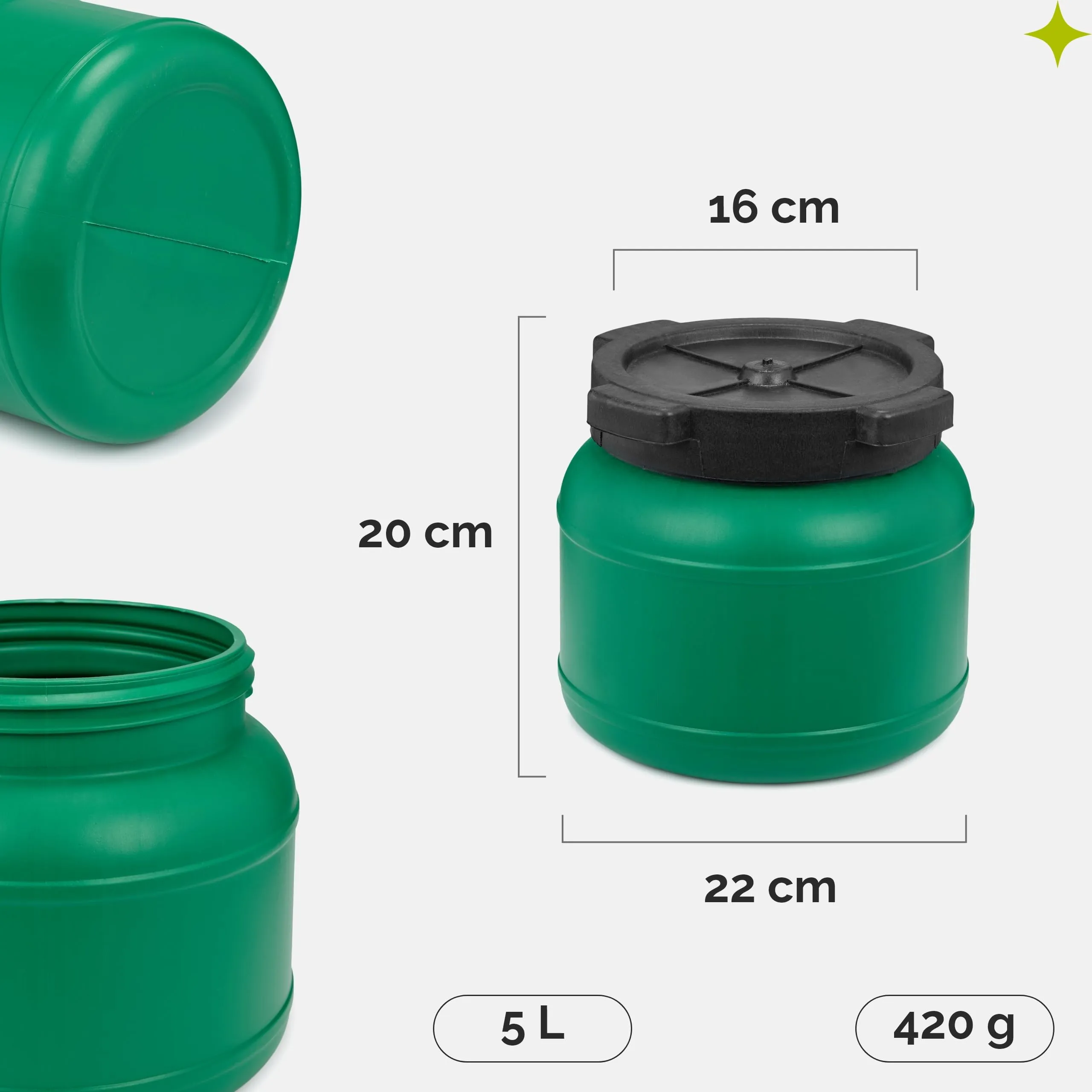 Garronda Tanica Acqua HDPE per Alimenti 5L Verde GD-0078 - immagine 2