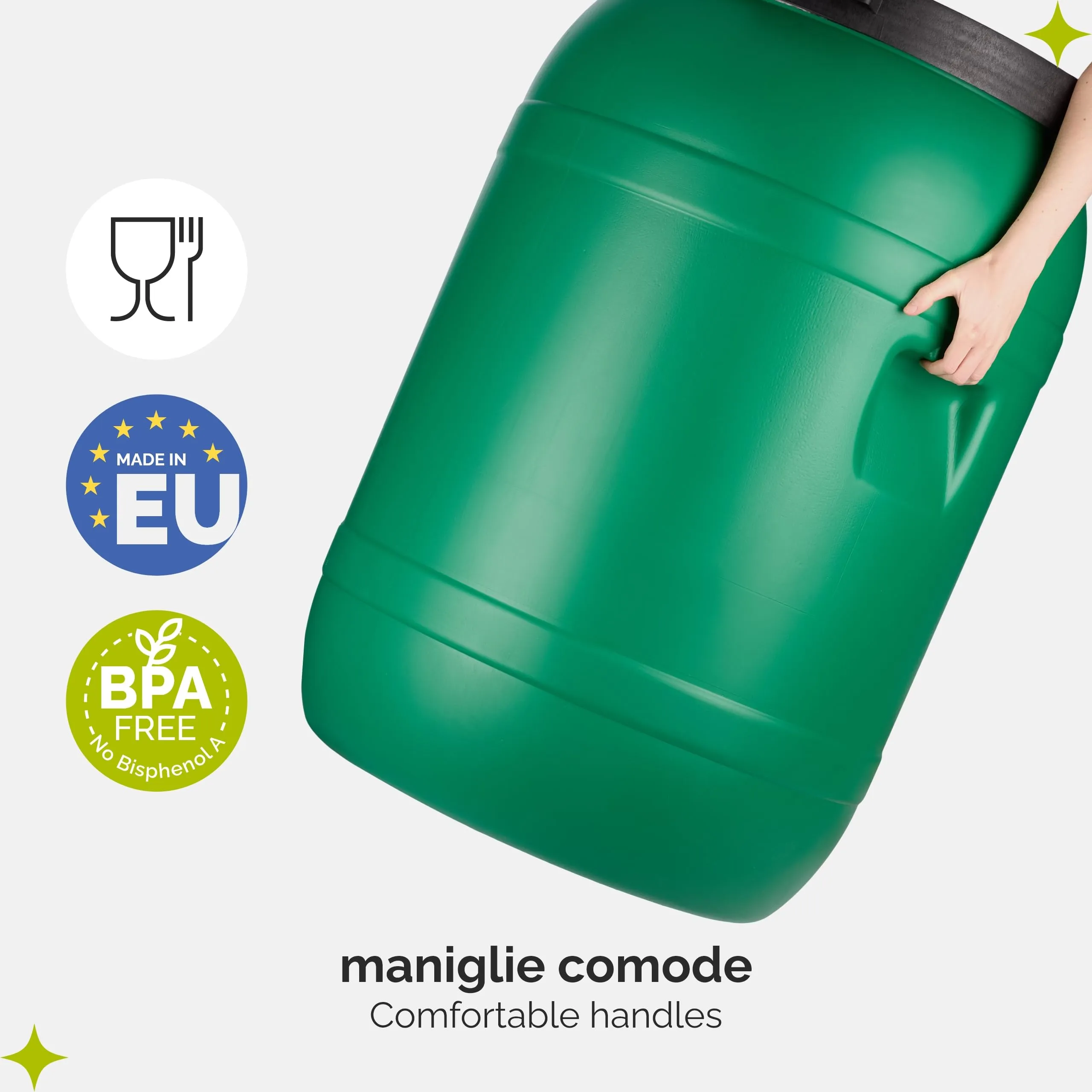 Garronda Serbatoio Acqua HDPE per Alimenti 220L Verde GD-0078 - immagine 4
