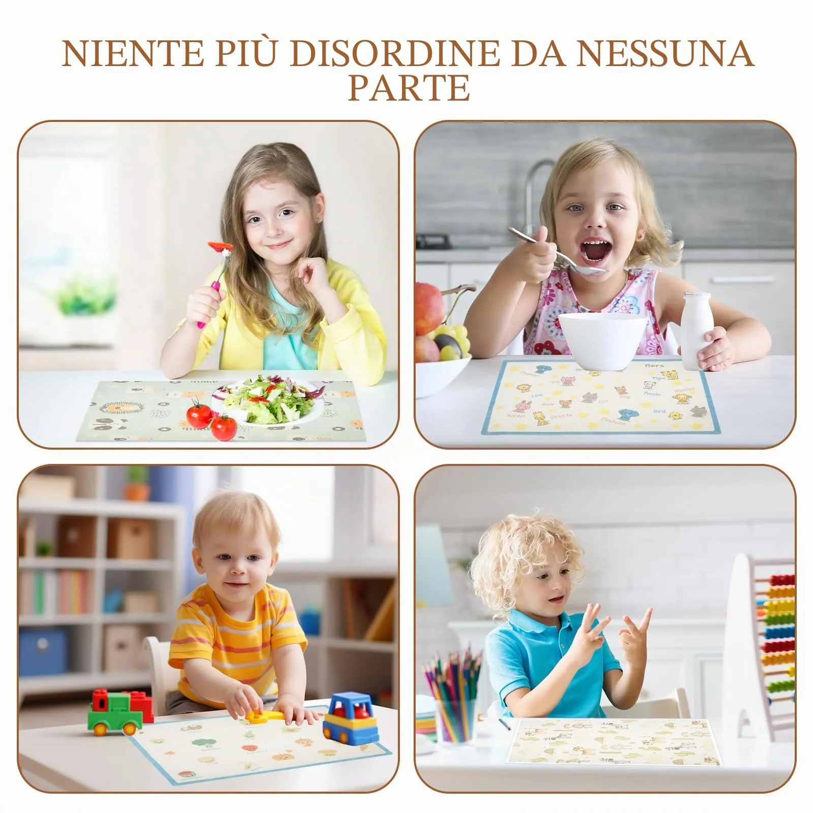 BOBASH Tovagliette Usa e Getta per Bambini, 41 x 31 cm, Impermeabili, 60 Pezzi - immagine 4