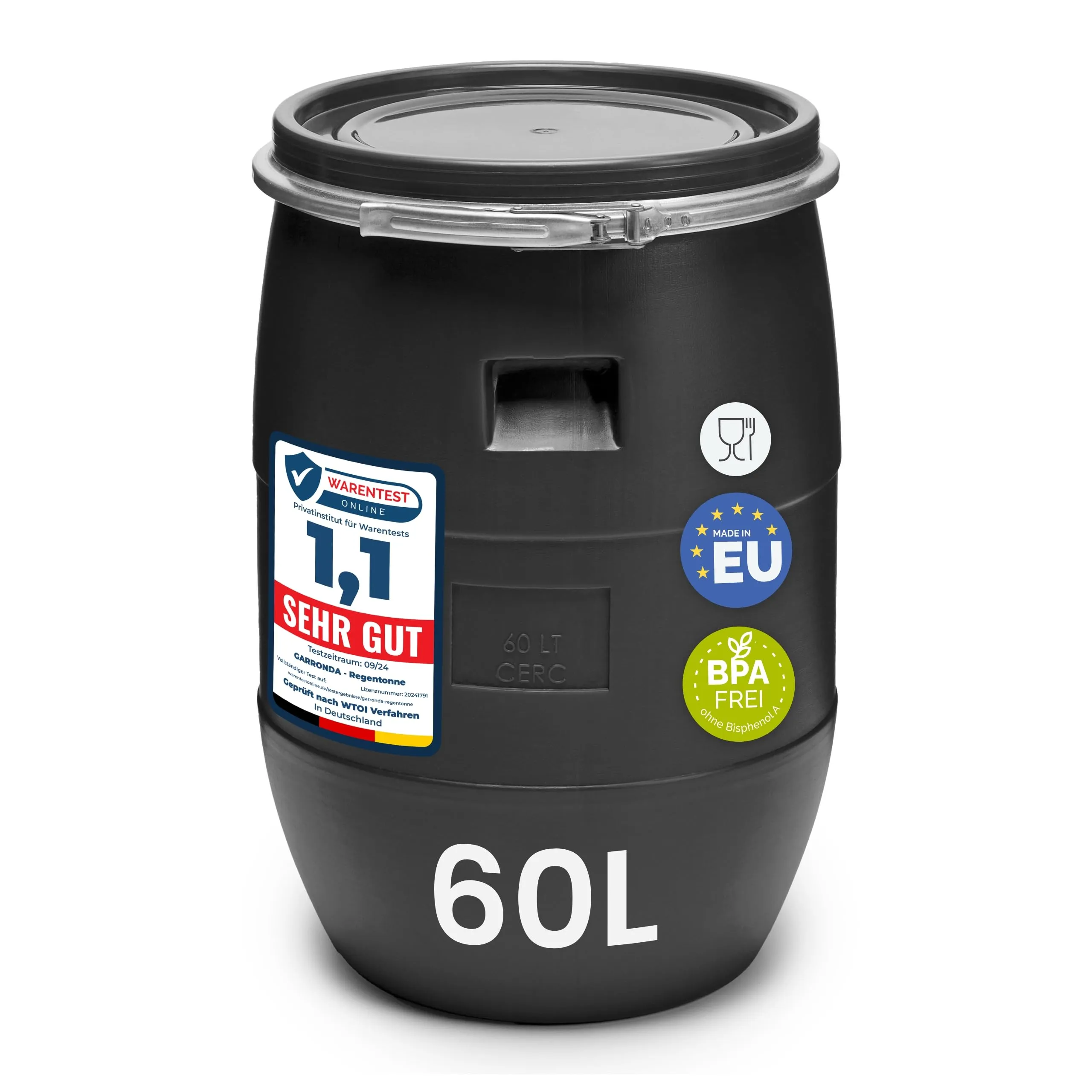 Garronda Serbatoio Acqua HDPE per Alimenti 60L Nero GD-0078 - immagine 1