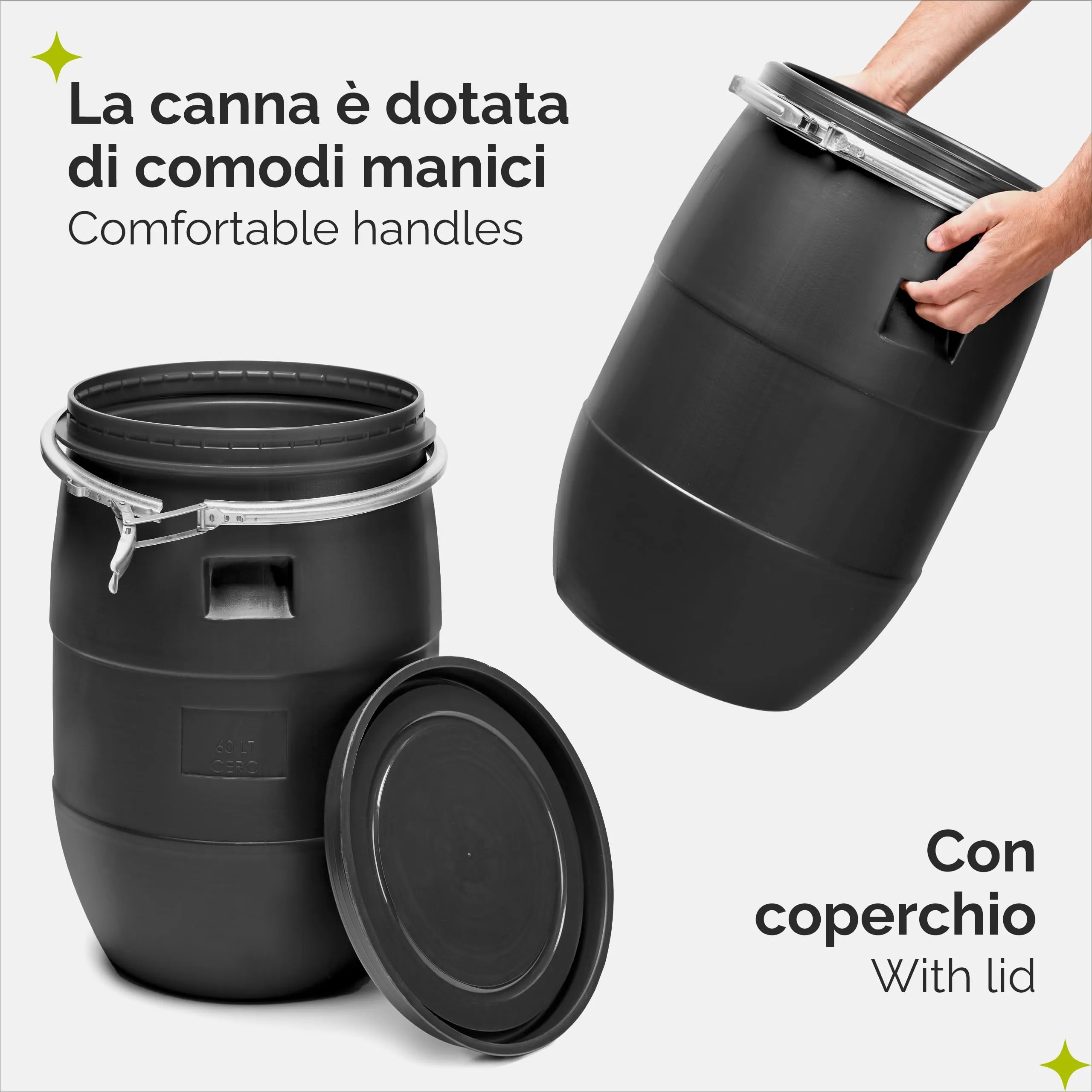 Garronda Serbatoio Acqua HDPE per Alimenti 60L Nero GD-0078 - immagine 3