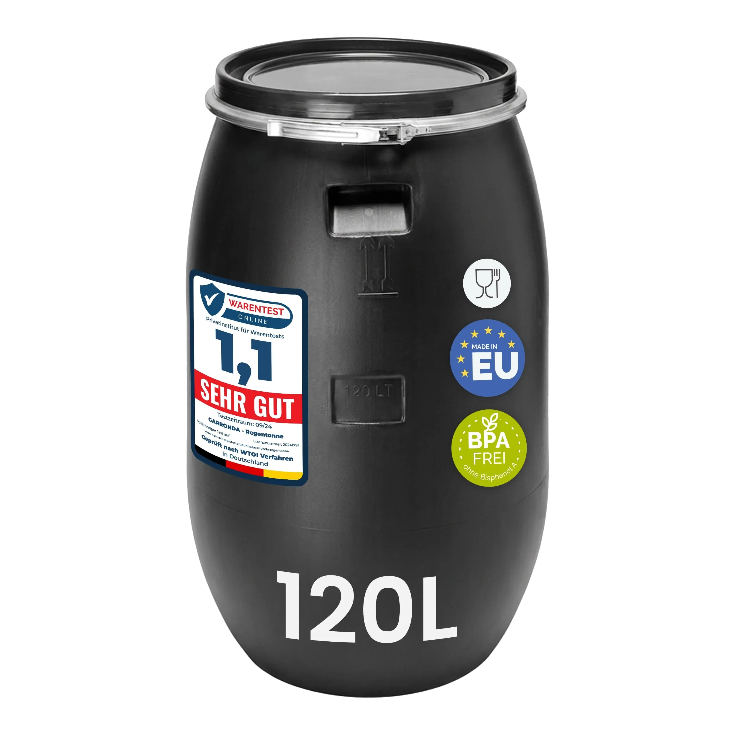 Garronda Serbatoio Acqua HDPE per Alimenti 120L Nero GD-0078 - immagine 1