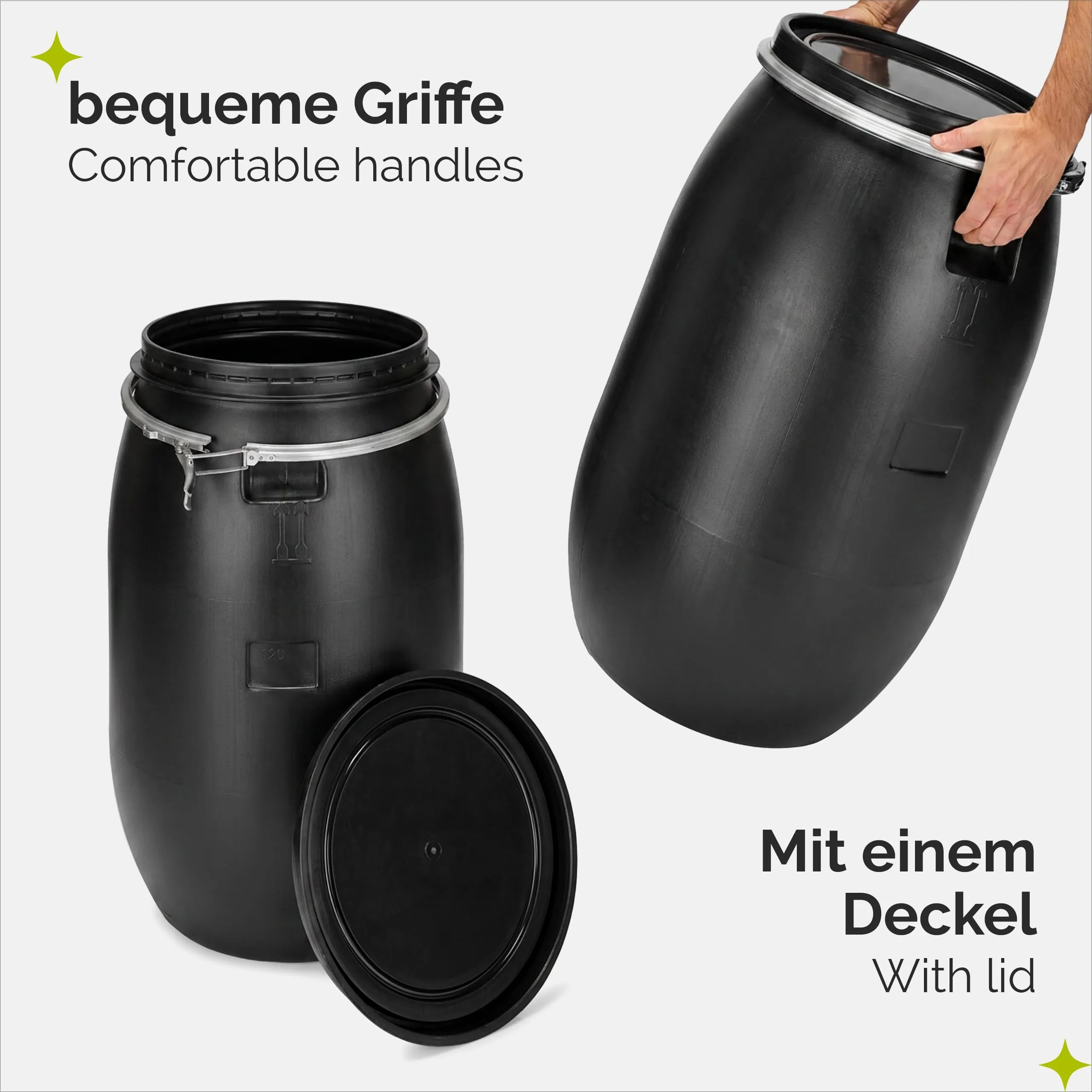 Garronda Serbatoio Acqua HDPE per Alimenti 120L Nero GD-0078 - immagine 3