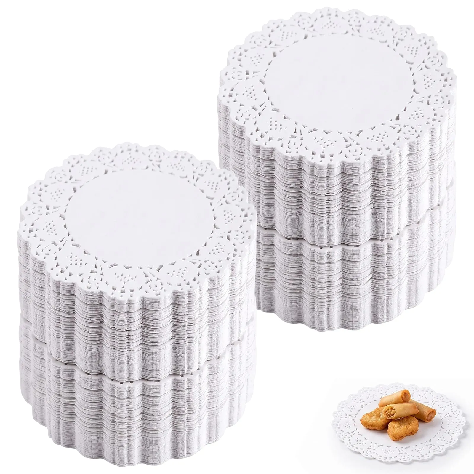 QALPOM Centrini di Carta Rotondi in Pizzo Bianco, 13,5 cm, 280 Pezzi - immagine 1